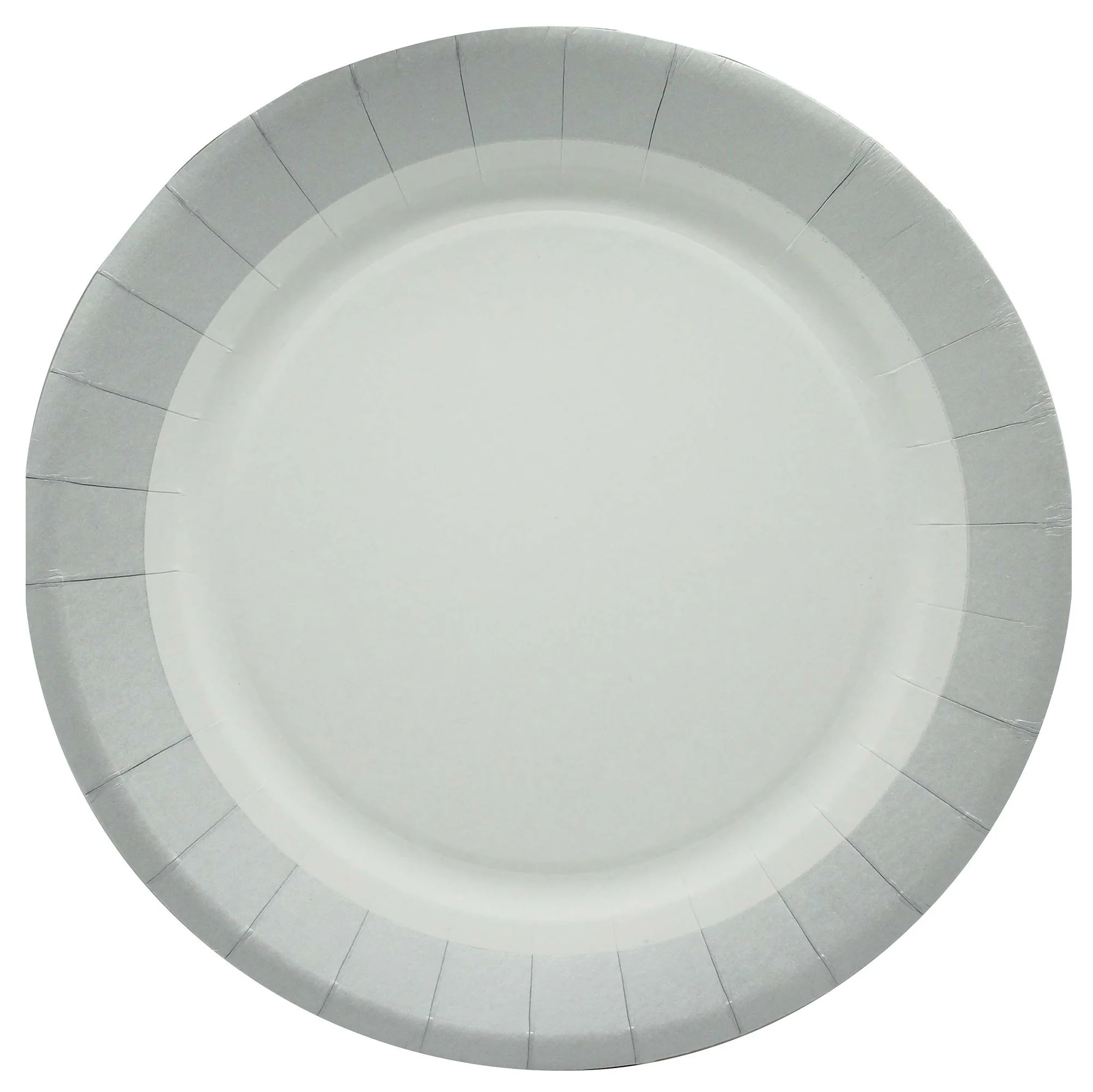 10 assiettes en carton 18cm blanches et argent