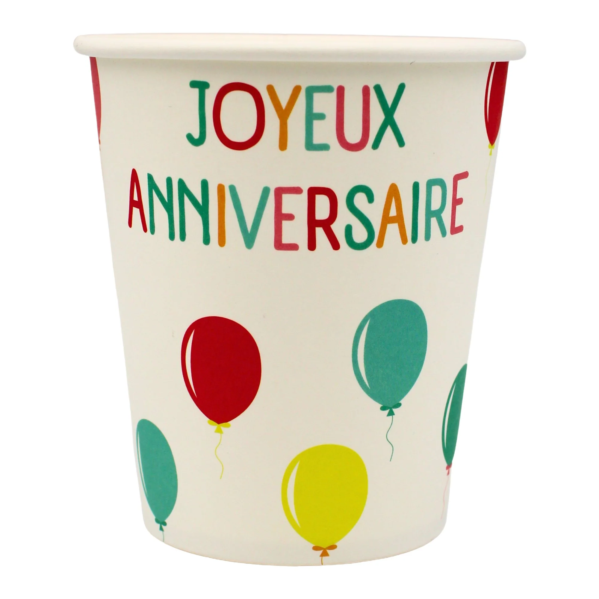 10 gobelets cartons 25 cl anniversaire ballons