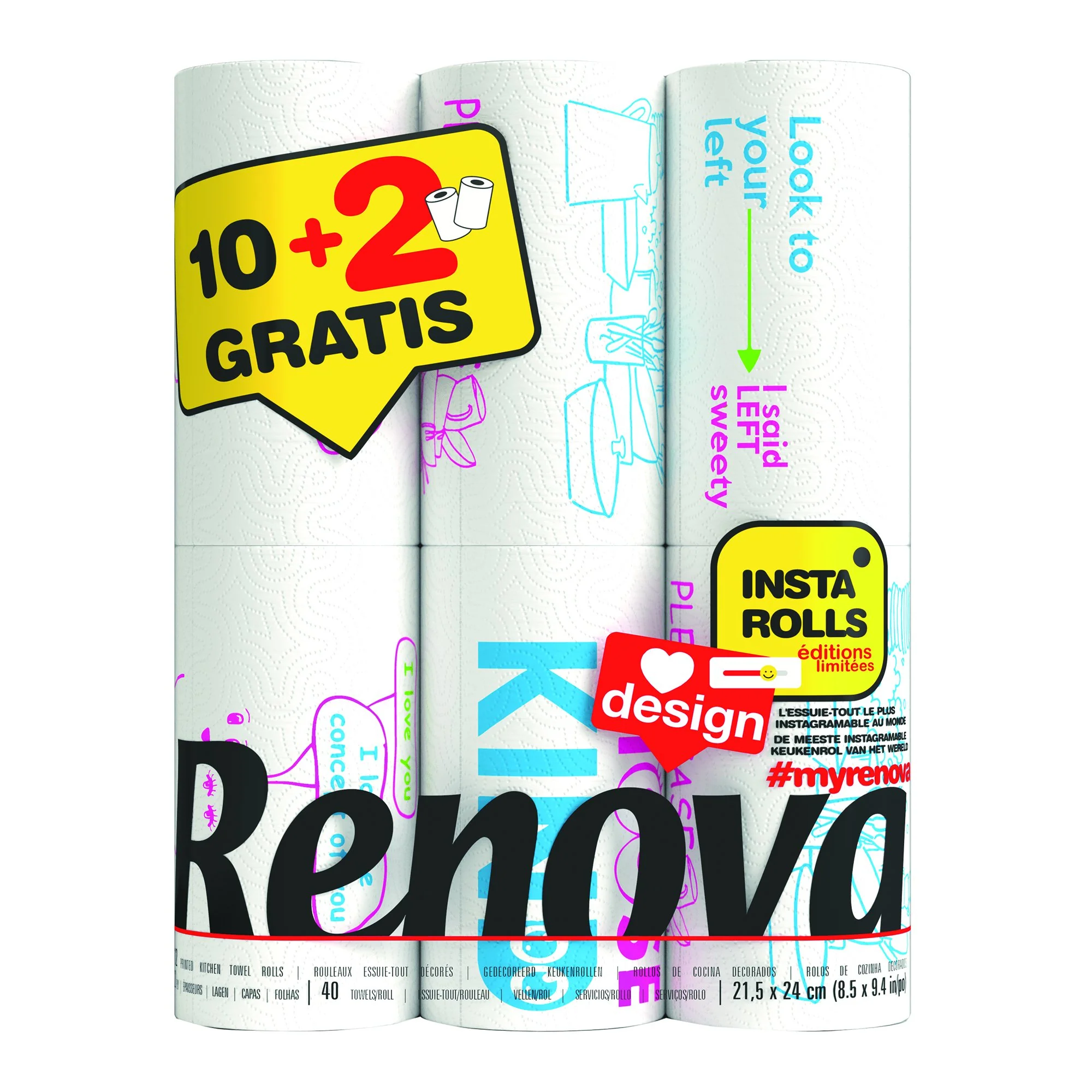 lot de 10 rouleaux d'essuie-tout Renova + 2  offerts