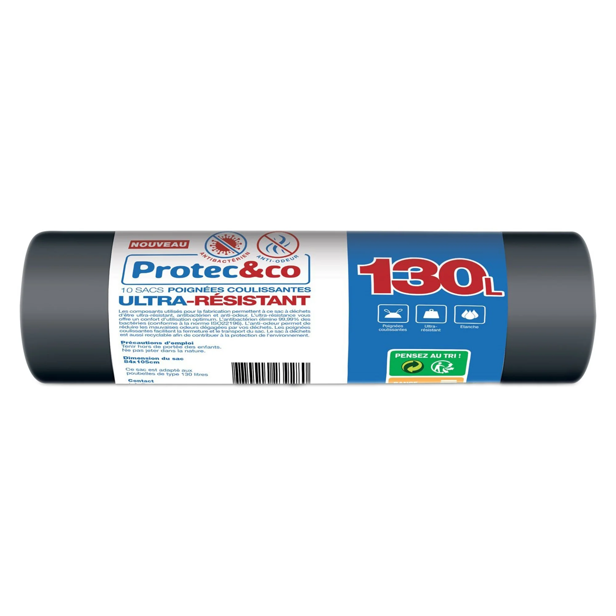 10 sacs poubelle 130L ultra résistant