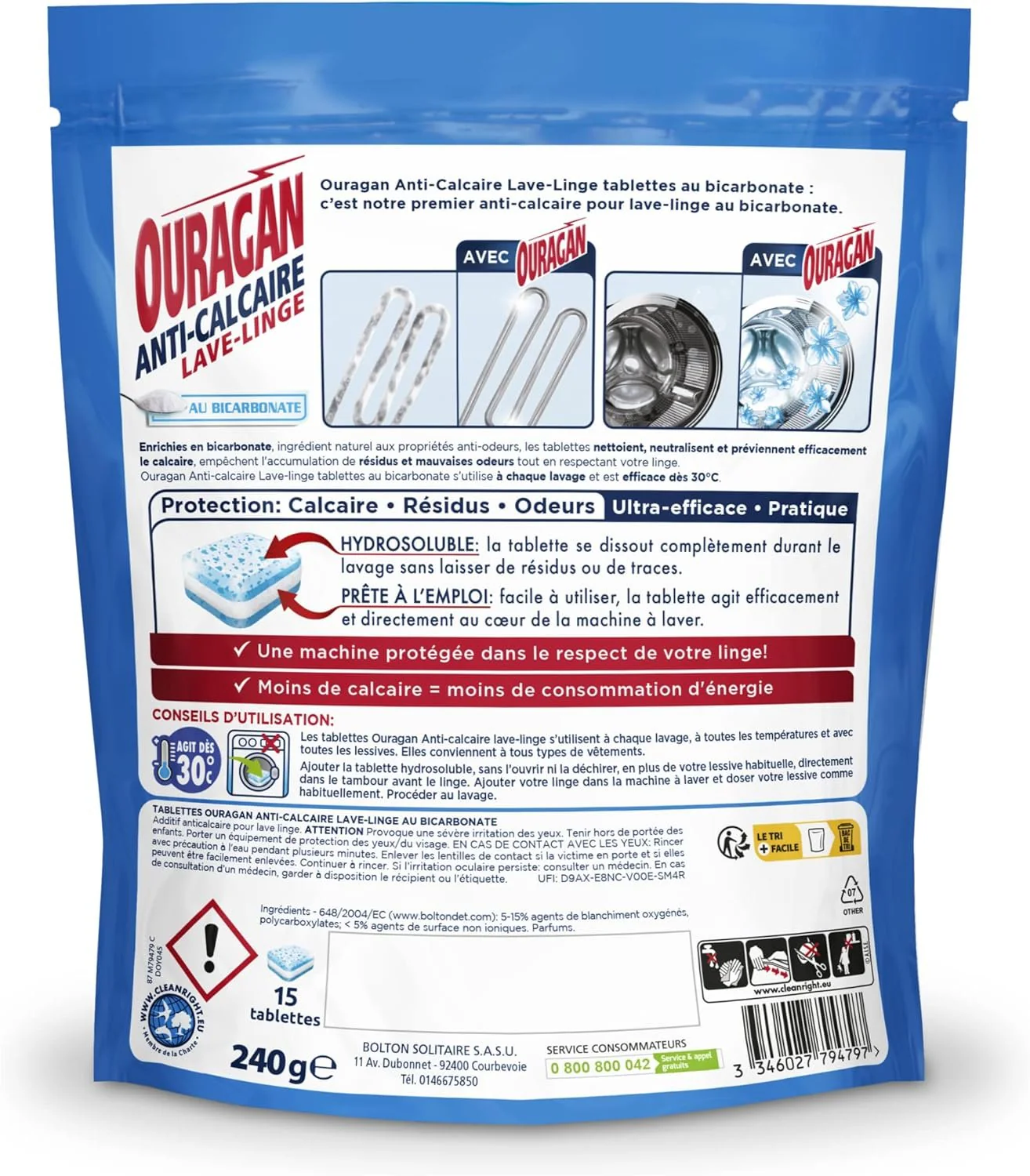 15 tablettes anti calcaire lave linge au bicarbonate - Image 2