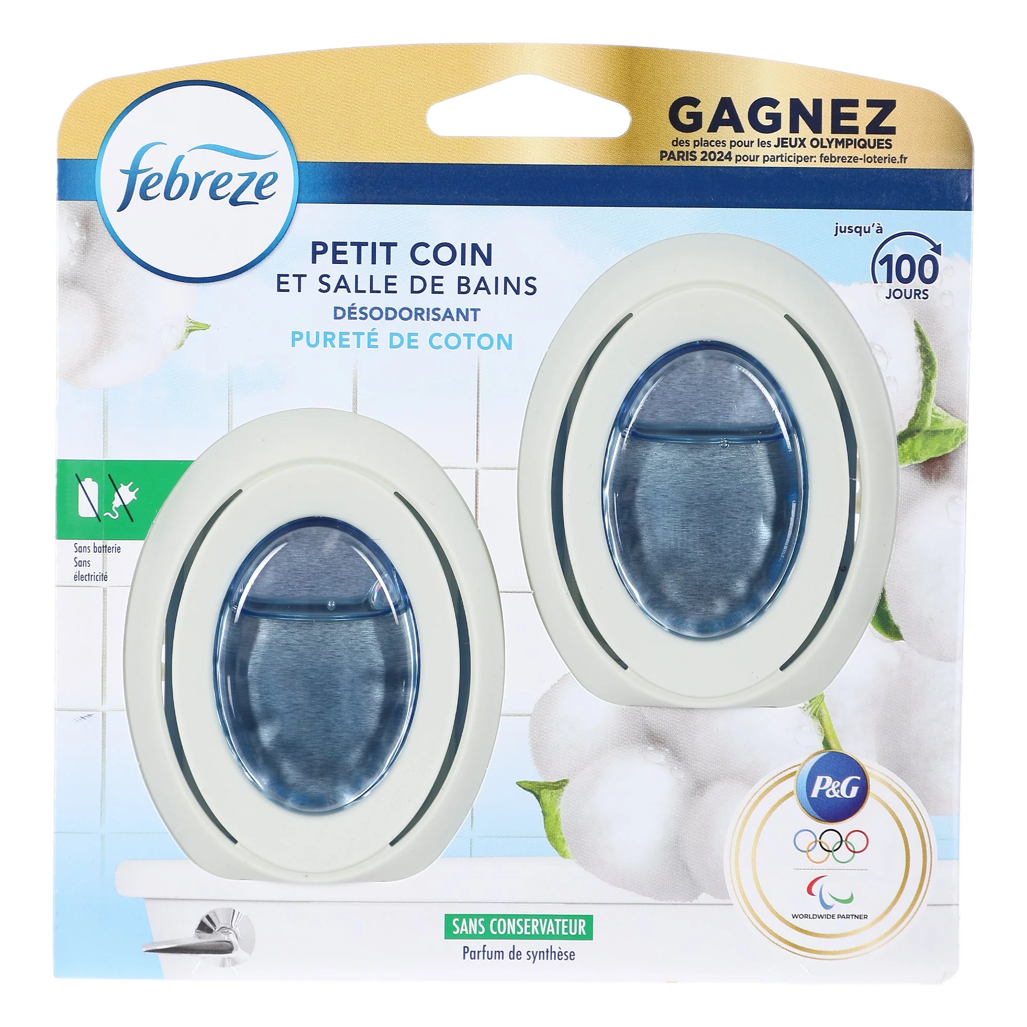 2 désodorisants petit coin et salle de bain pureté de coton