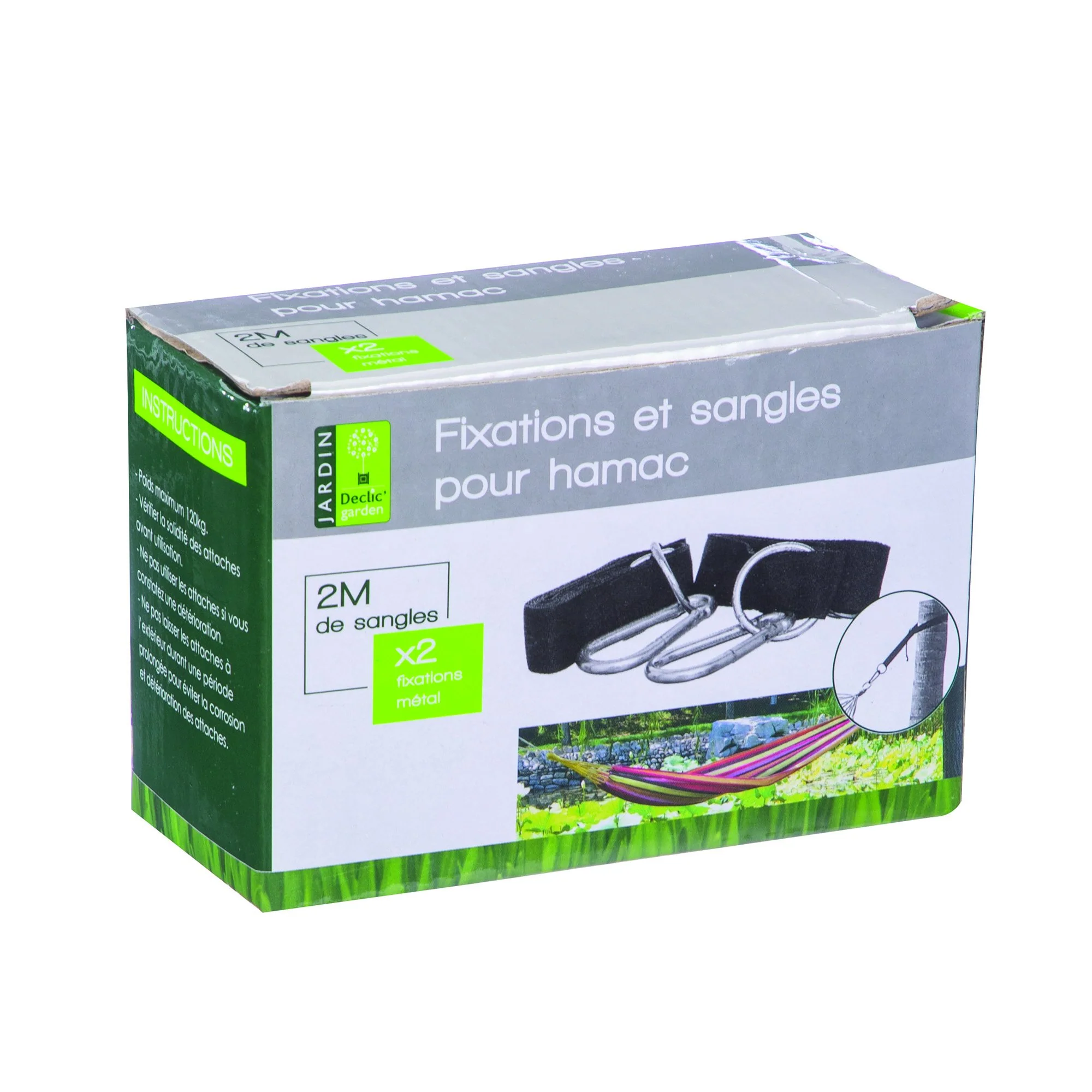 2 fixations en métal et sangles pour hamac - Image 2