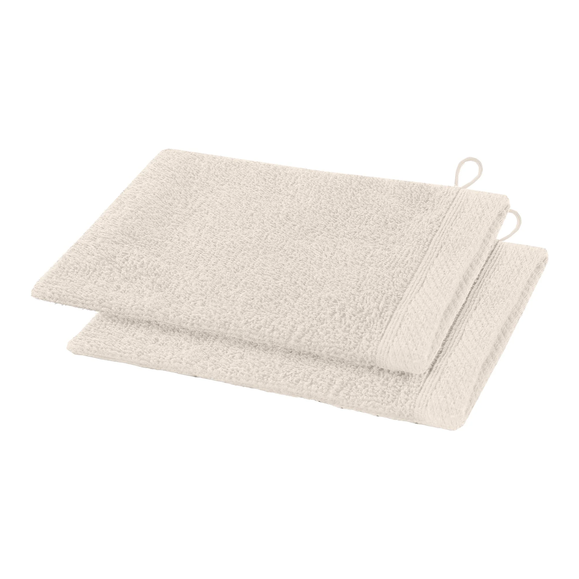 2 gants de toilette écru