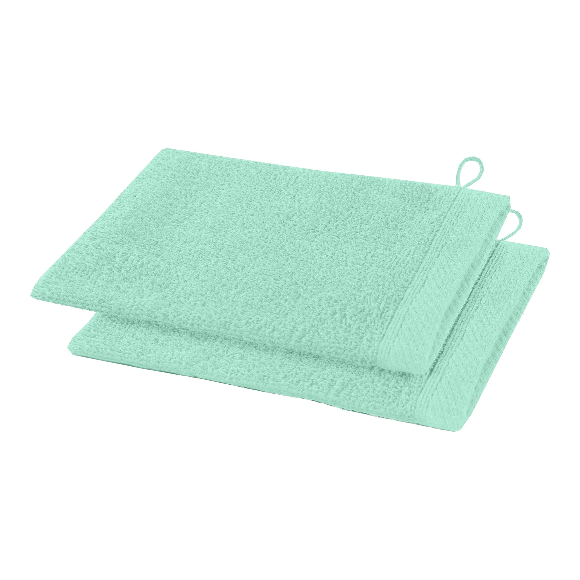 2 gants de toilette turquoise