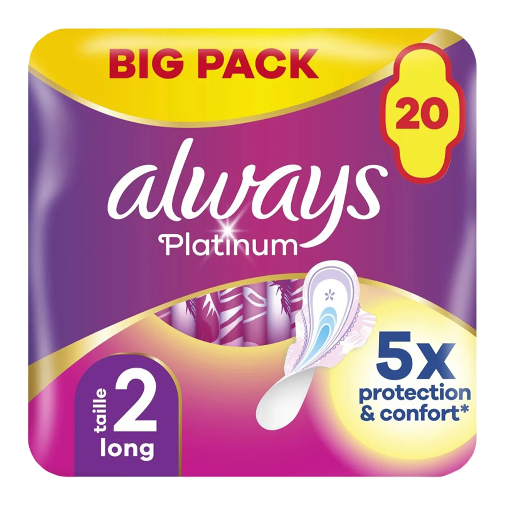 20 serviettes Platinum avec ailettes taille 2