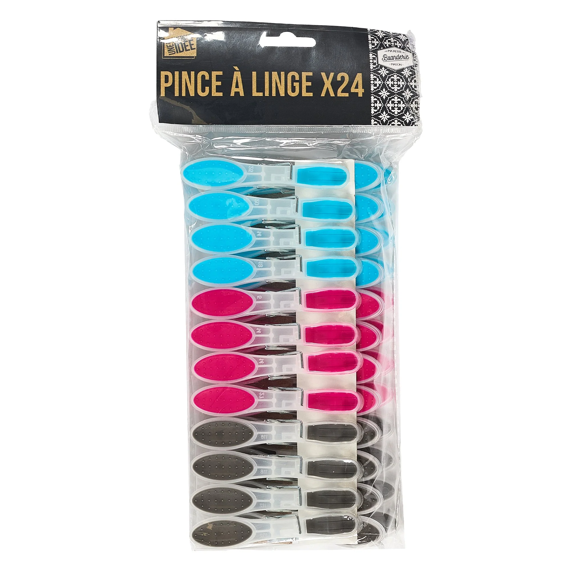 24 pinces à linge transparentes + soft touch