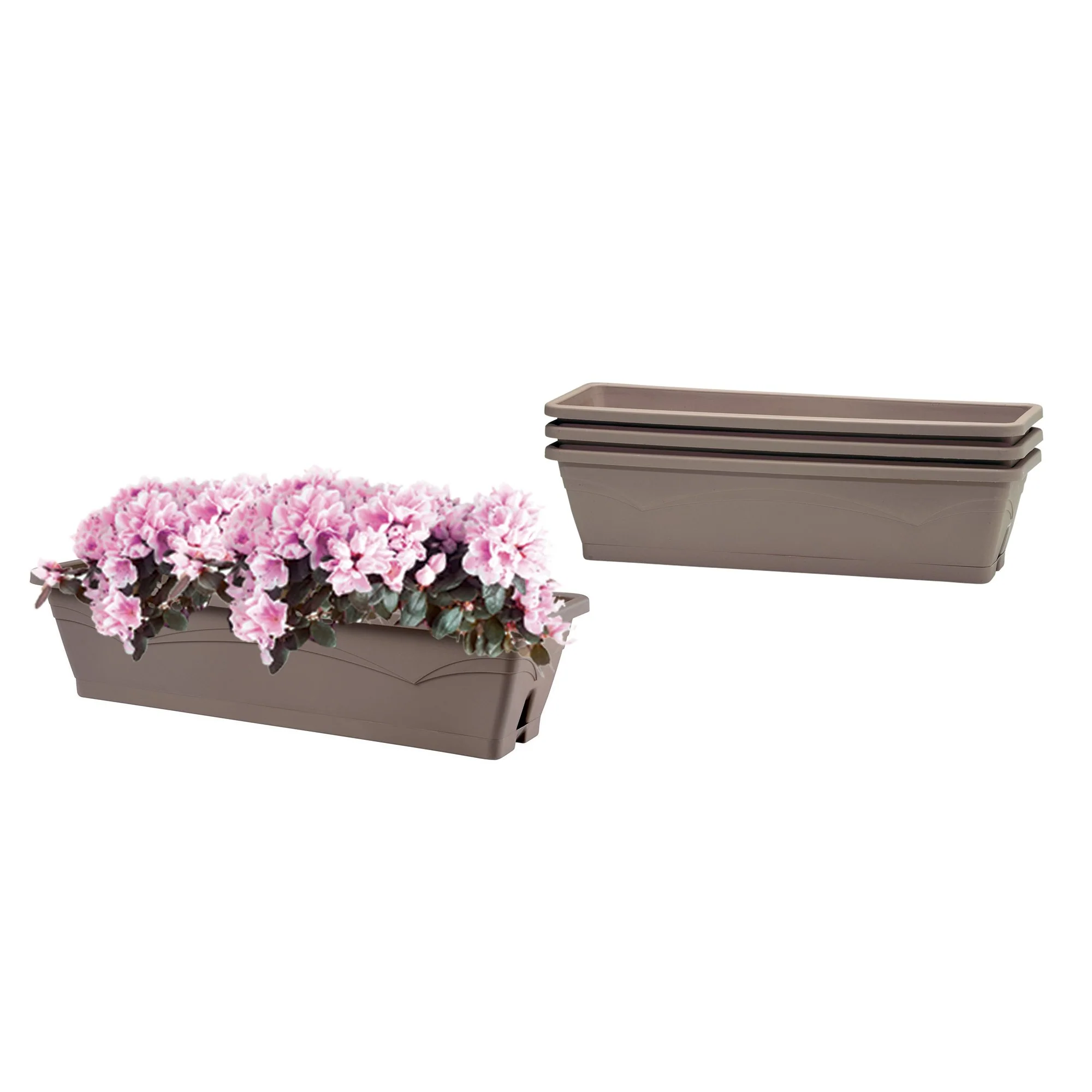 3 jardinières avec soucoupe taupes - Image 2