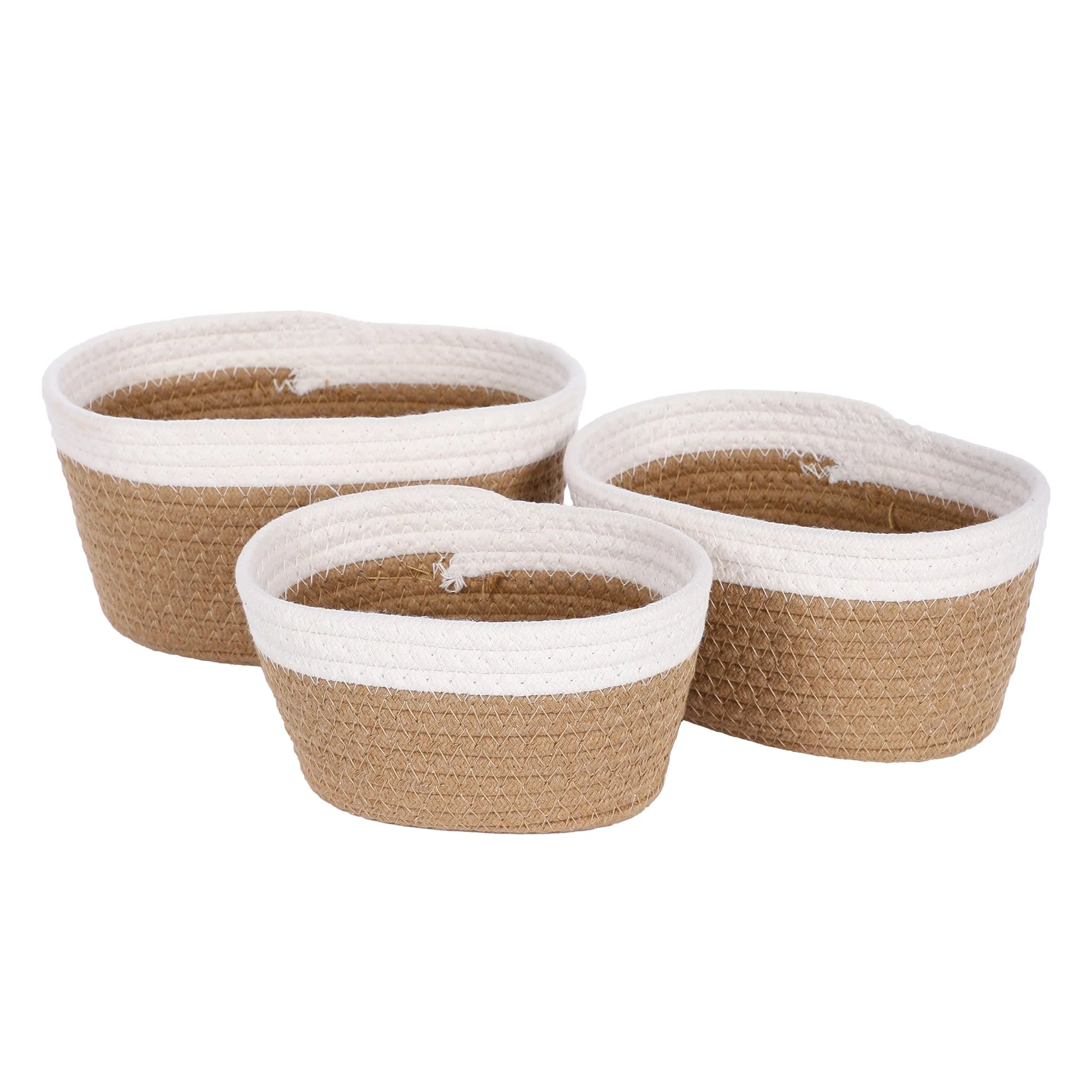 3 paniers polycoton - Blanc