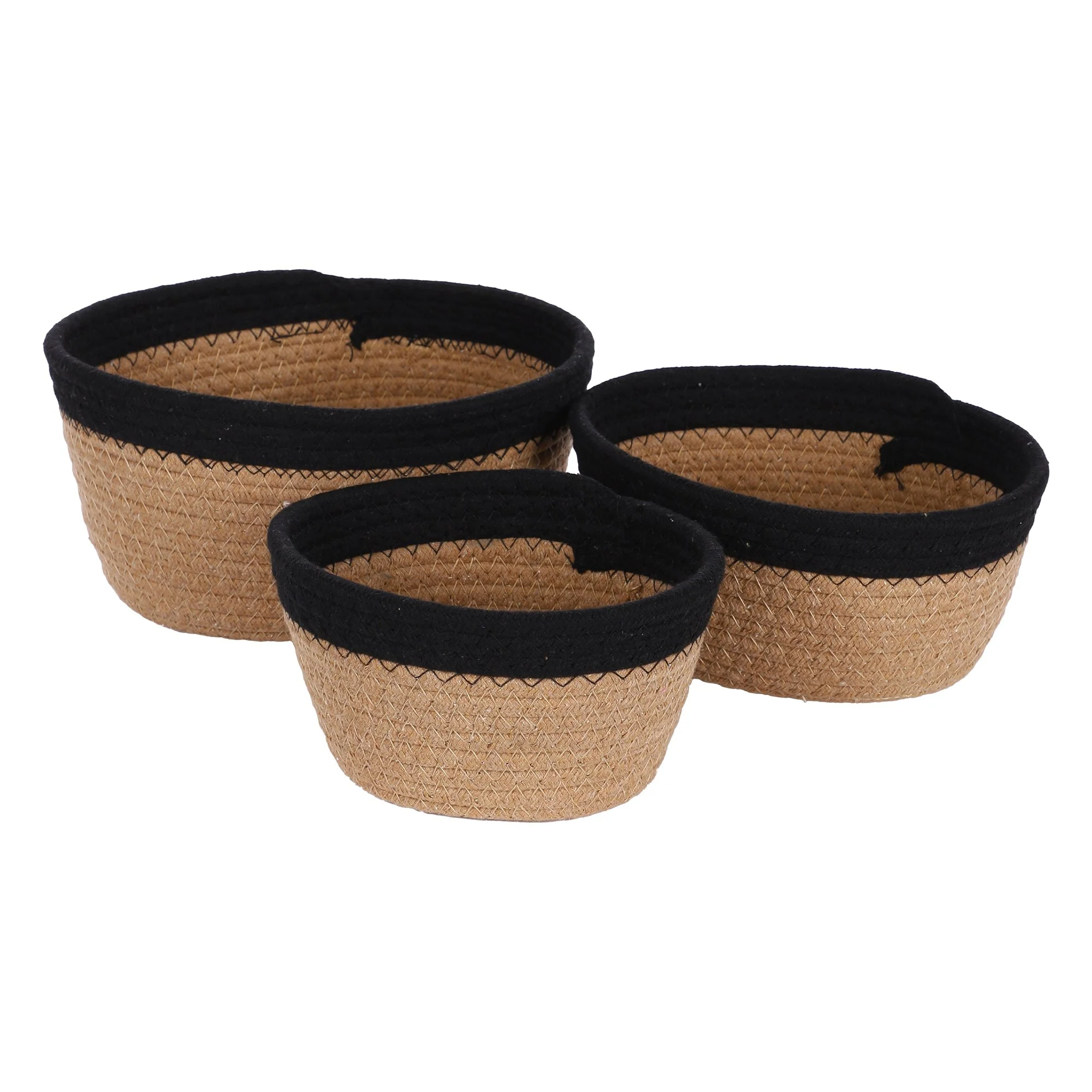 3 paniers polycoton  - Marron