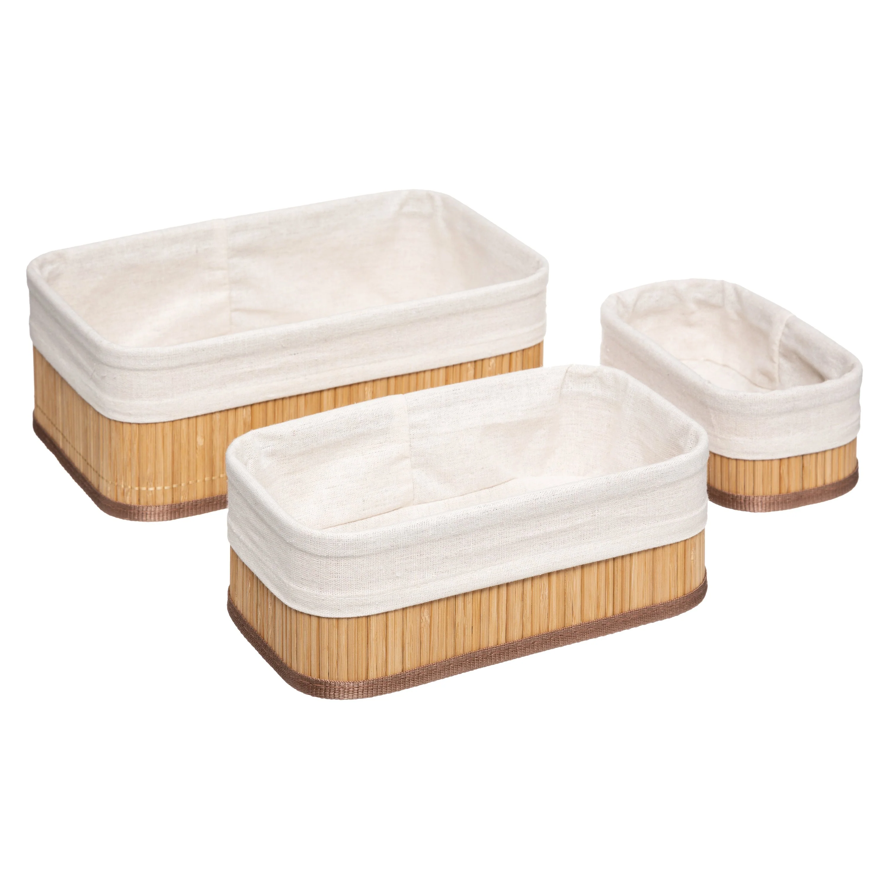 3 paniers rectangles bambou