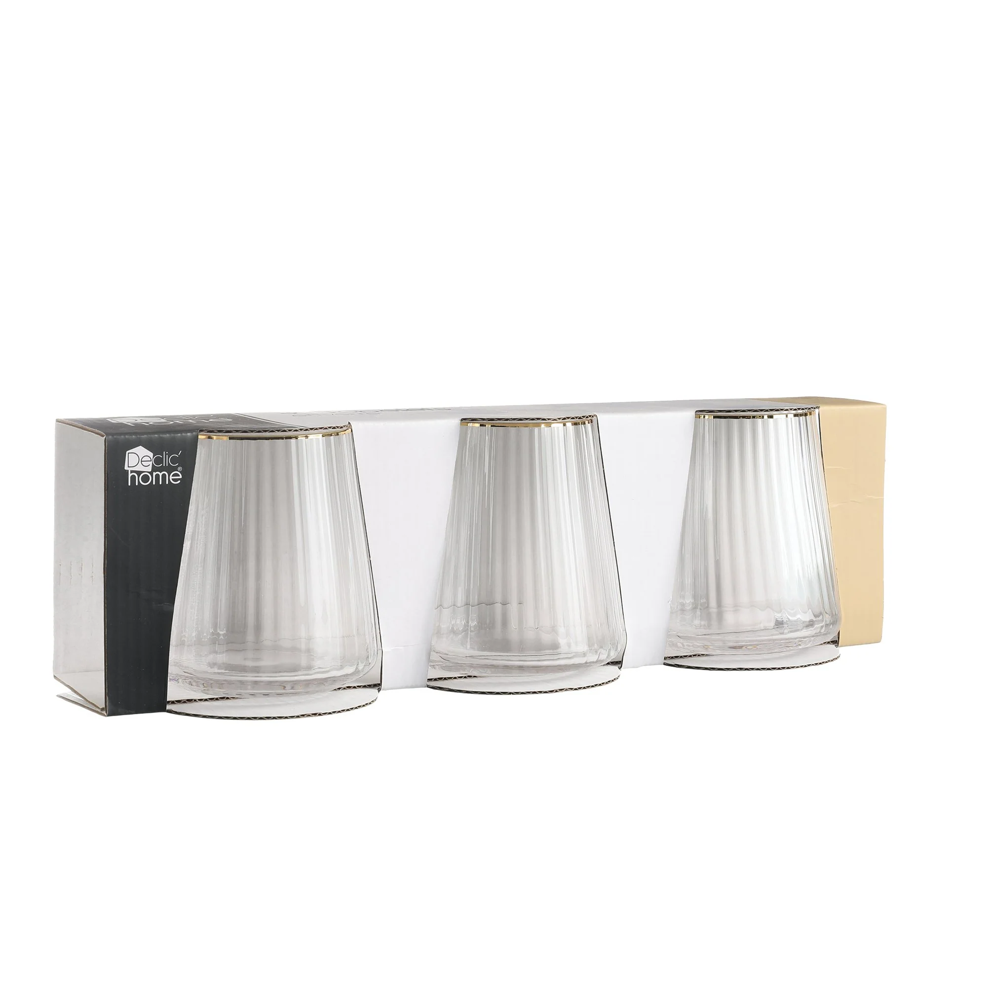 3 verres à eau bord doré - Image 2