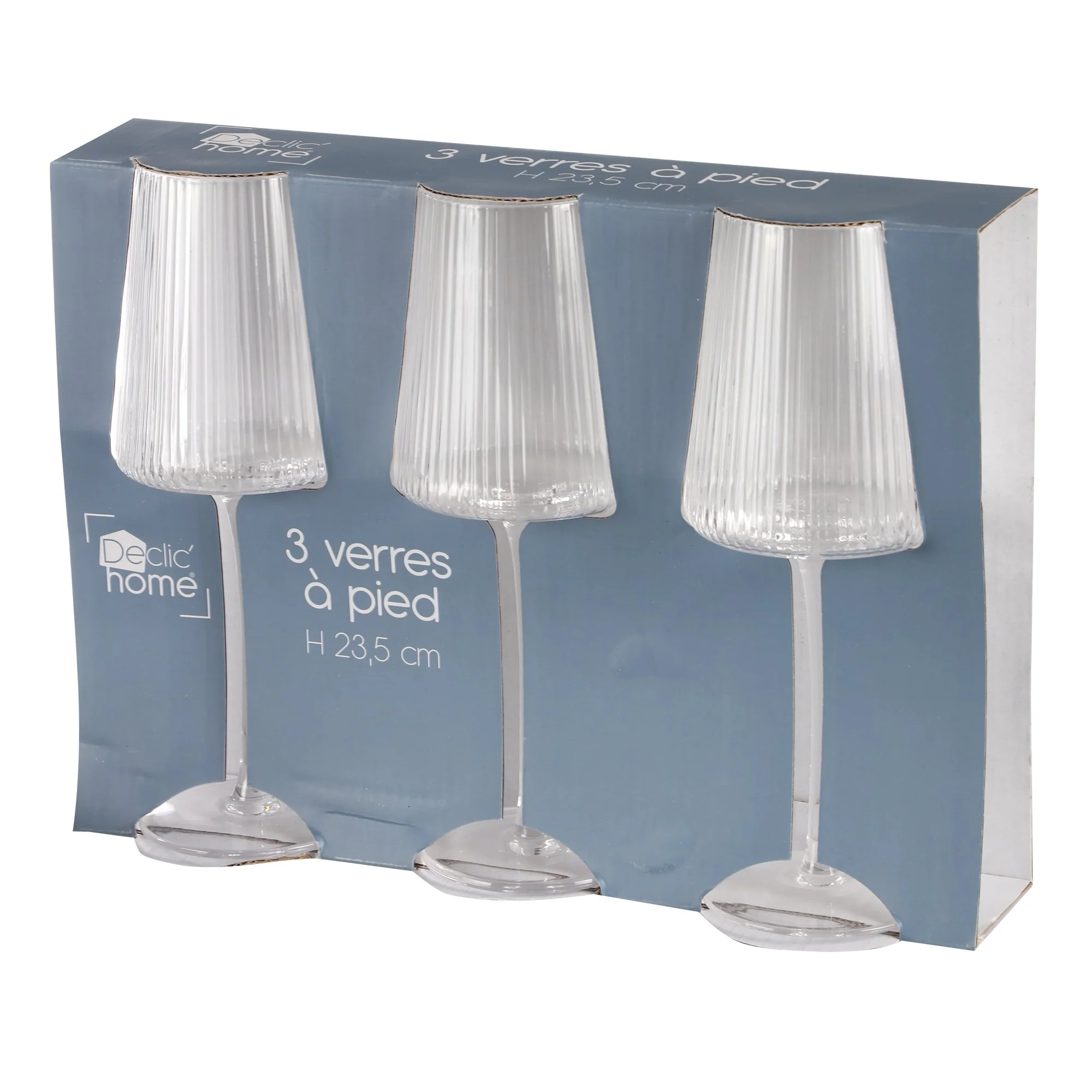 3 verres à pieds striés - Image 2