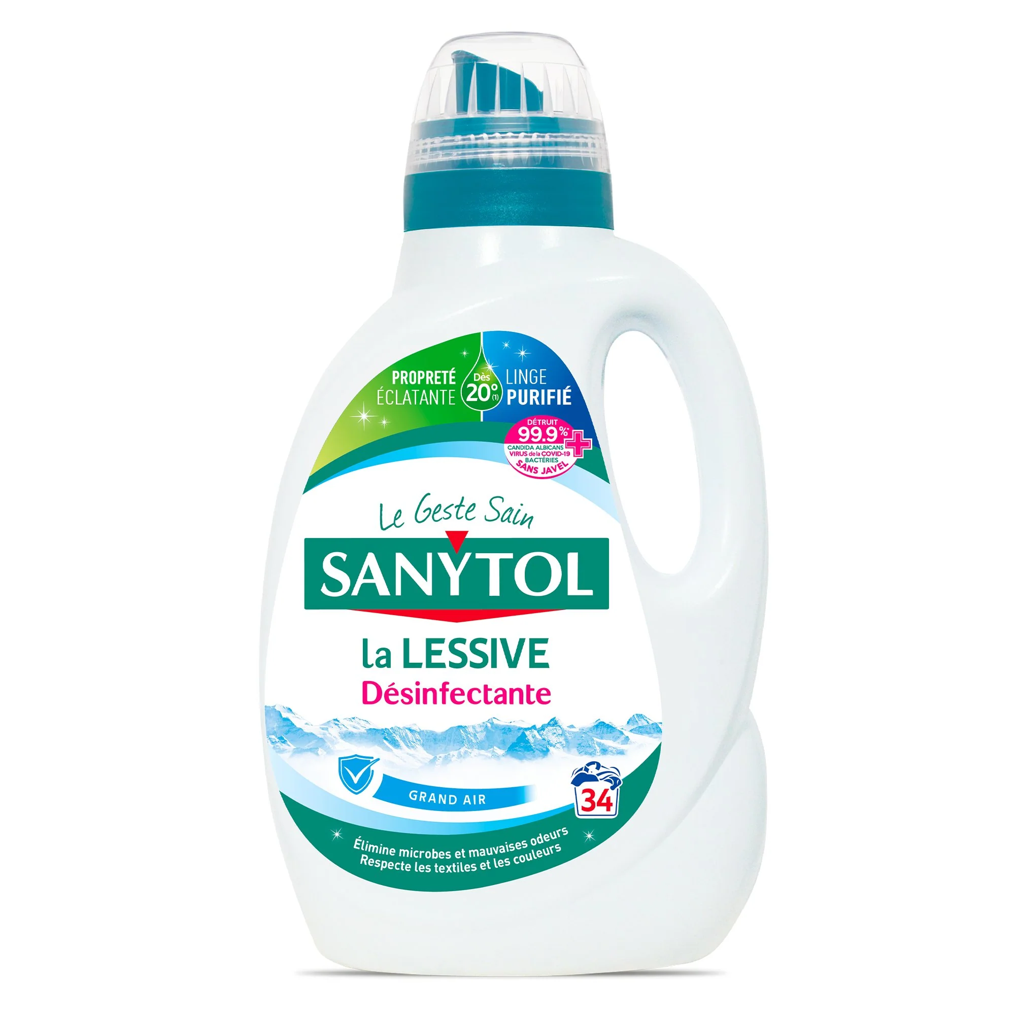 34 doses lessive liquide concentrée désinfectantes fleurs blanches