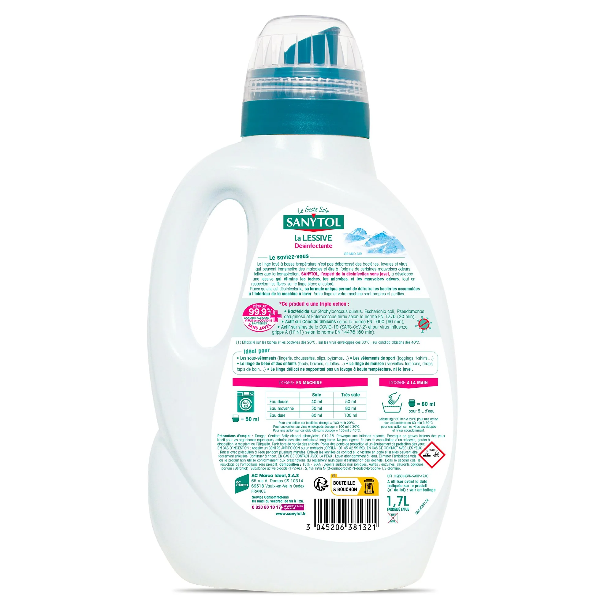 34 doses lessive liquide concentrée désinfectantes fleurs blanches - Image 2