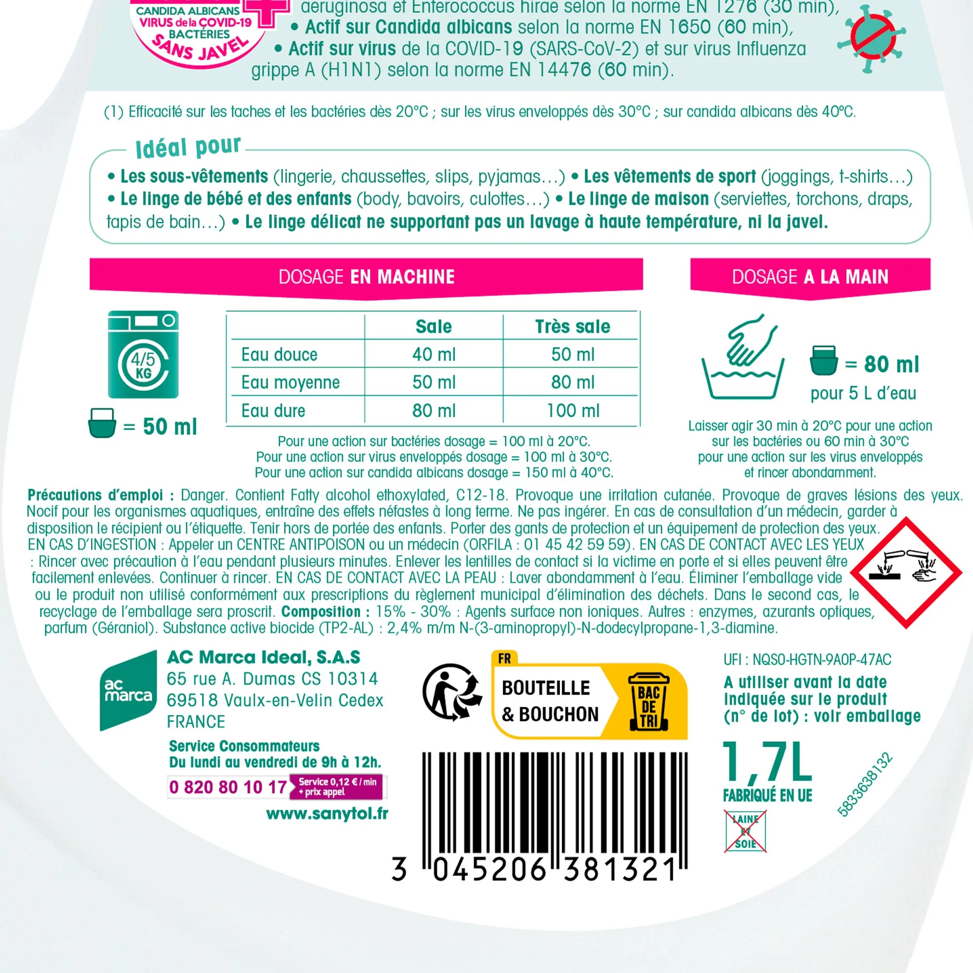 34 doses lessive liquide concentrée désinfectantes fleurs blanches - Image 3