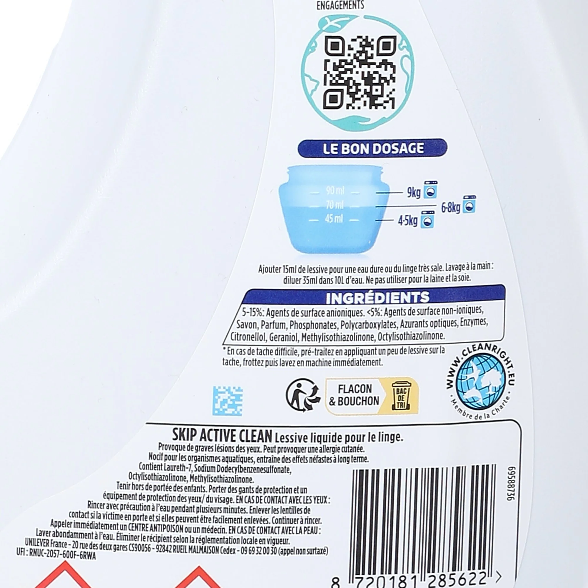 37 doses de lessive liquide active clean - Image 3