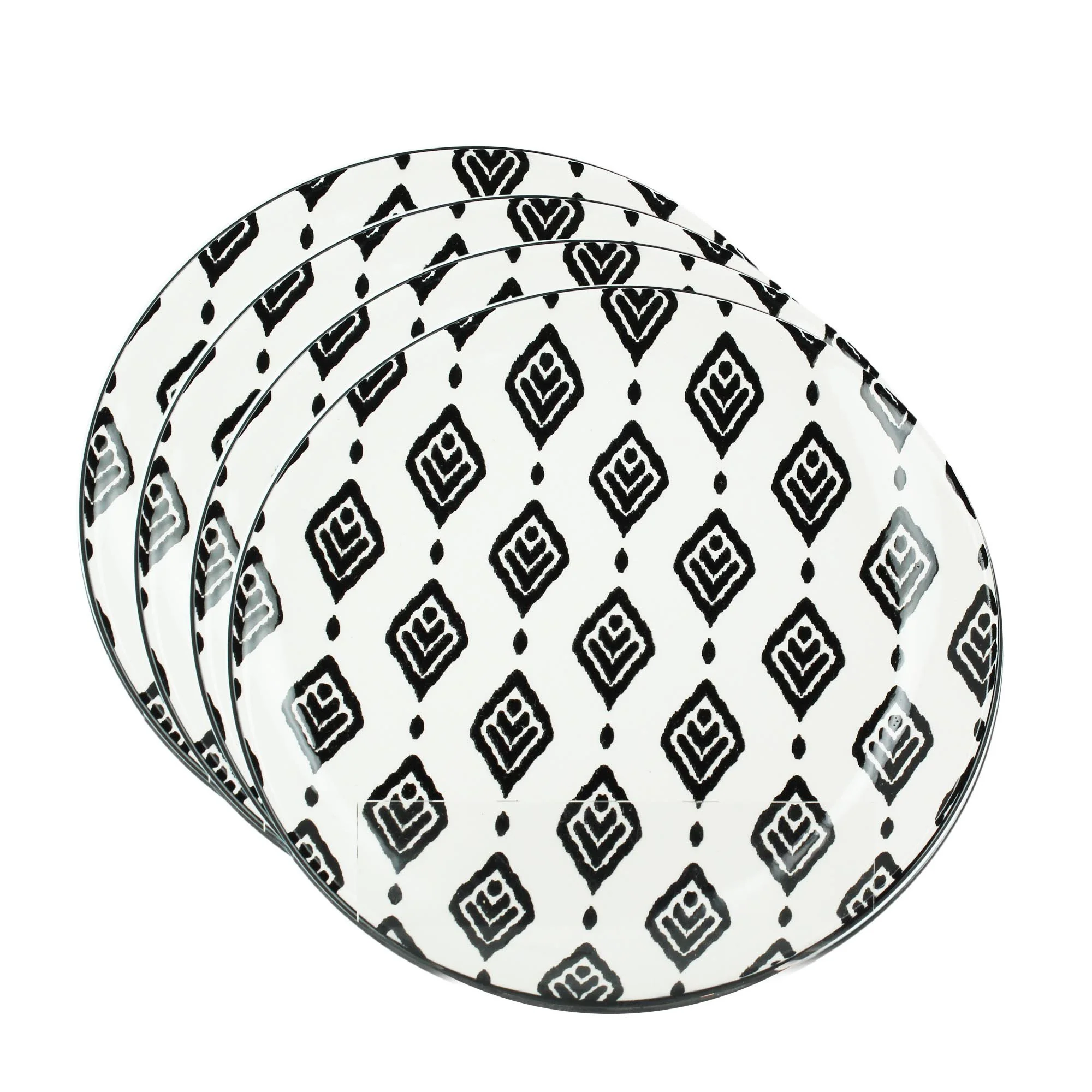 4 assiettes à dessert à motifs ethniques
