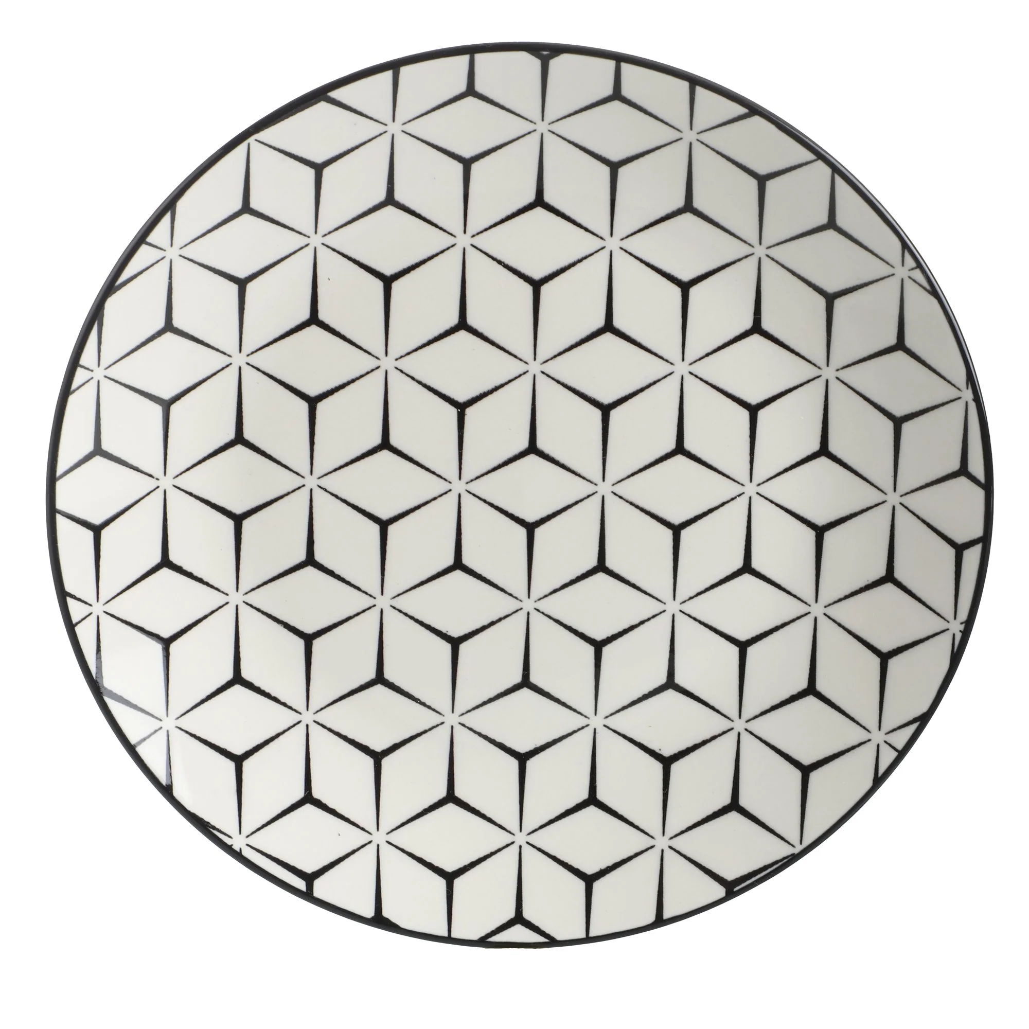 Lot de 4 assiettes à dessert motif géométrique 19cm - Blanc