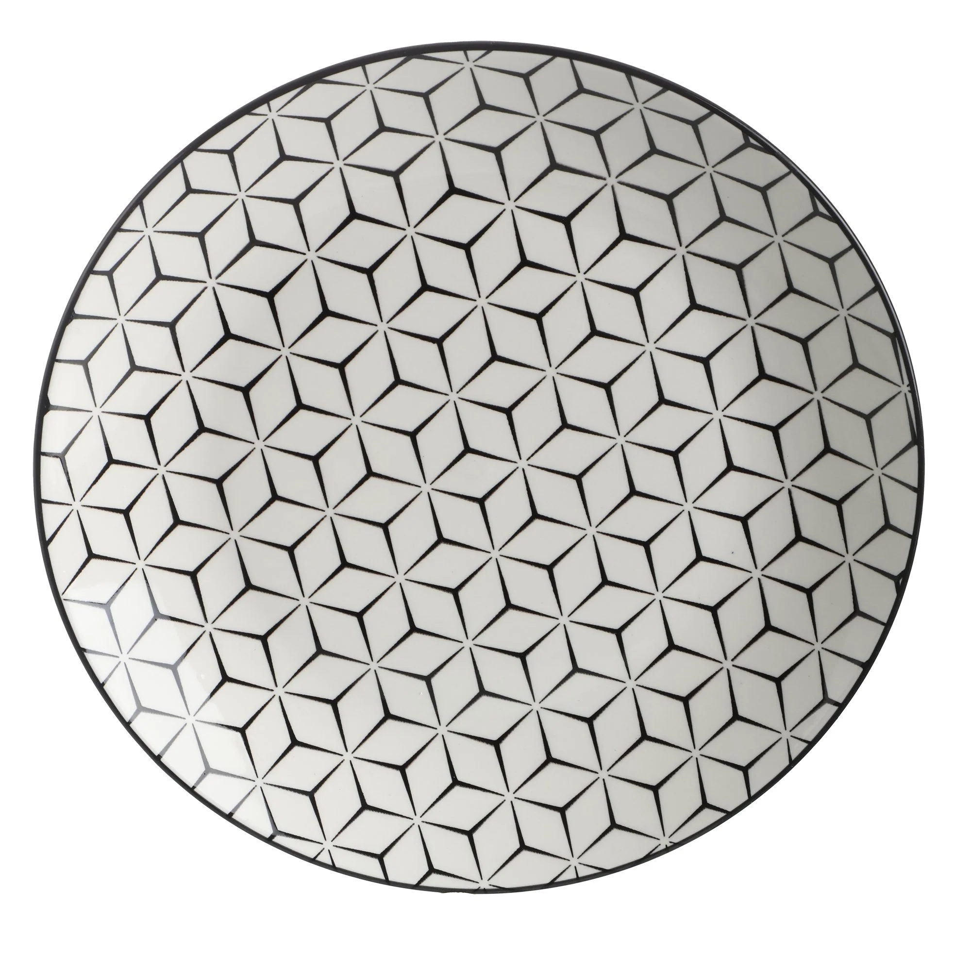 Lot de 4 assiettes plates motif géométrique 26cm - Noir - Image 3