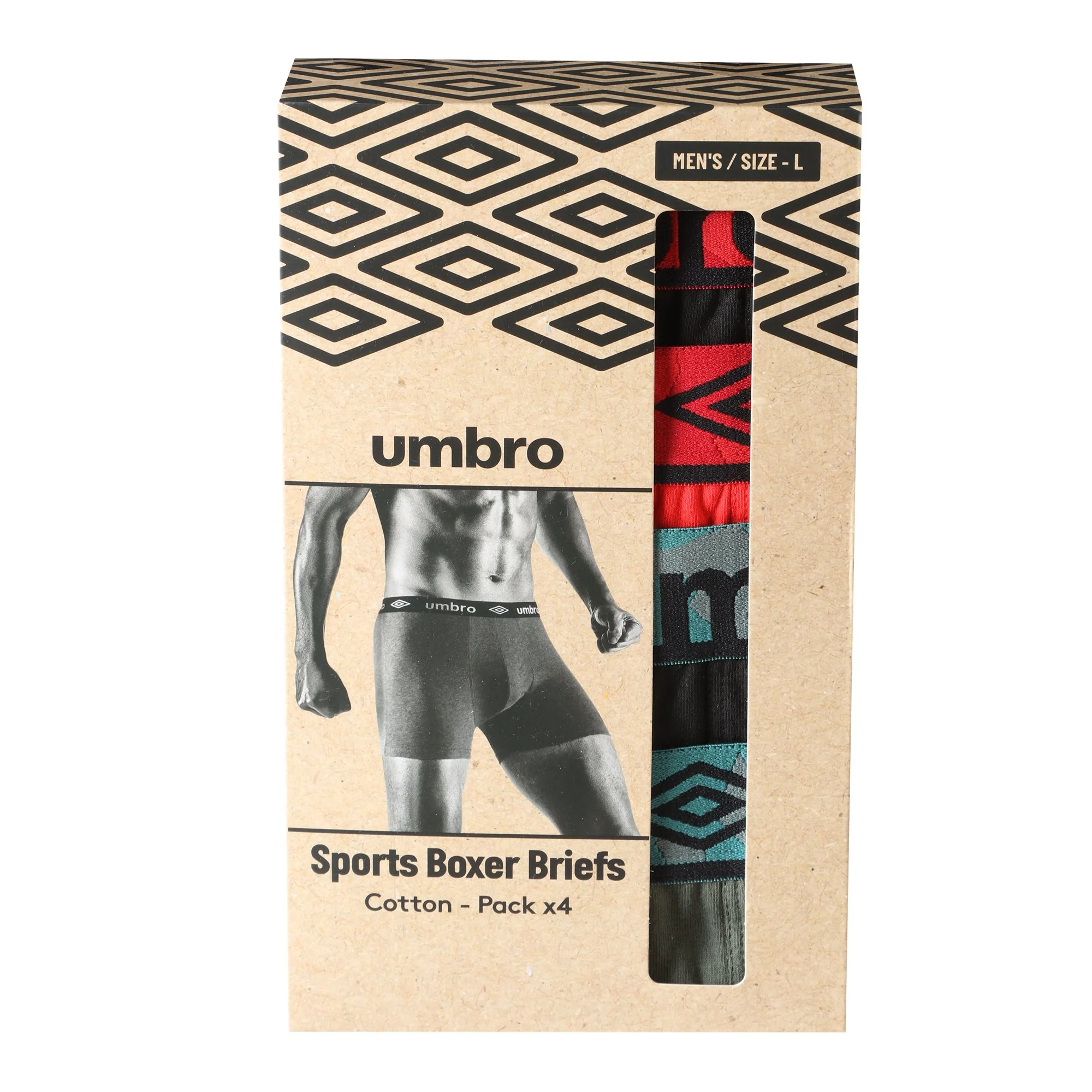 4 boxers unis en coton - Noir
