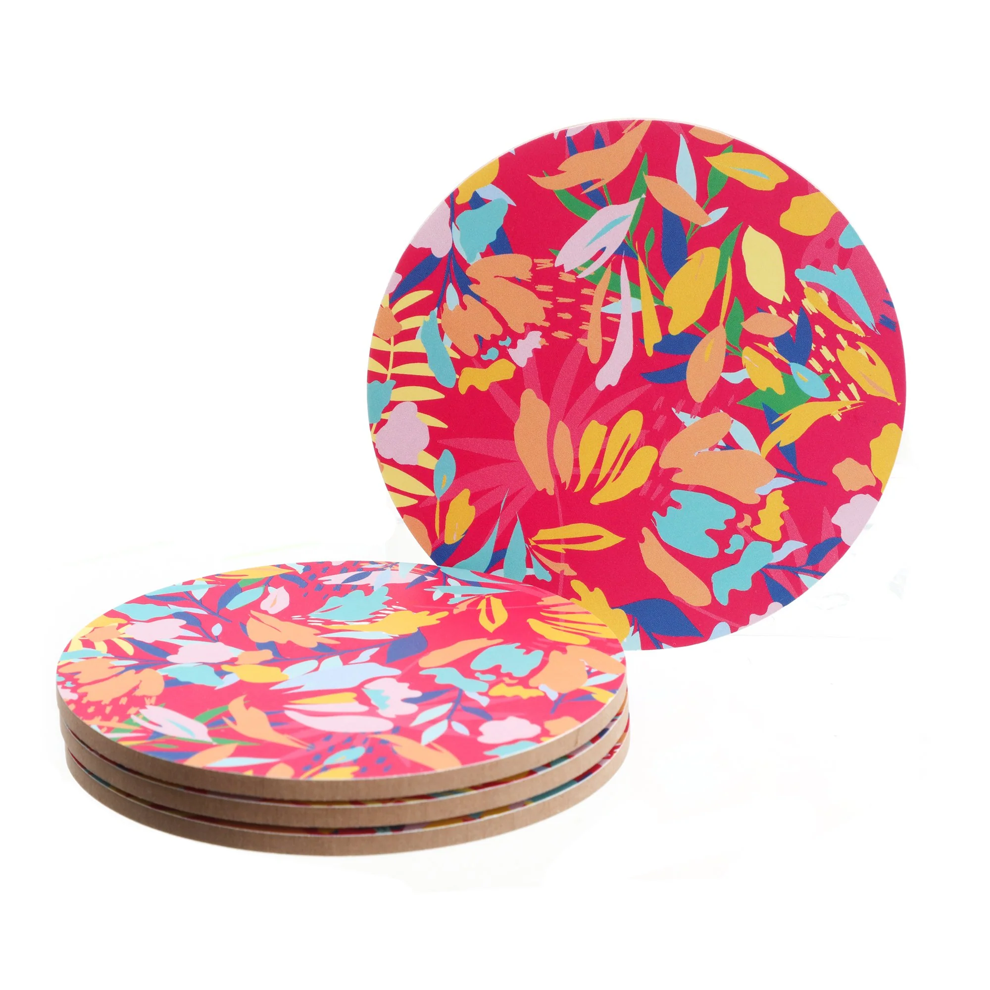4 dessous de verre fleuris 10cm
