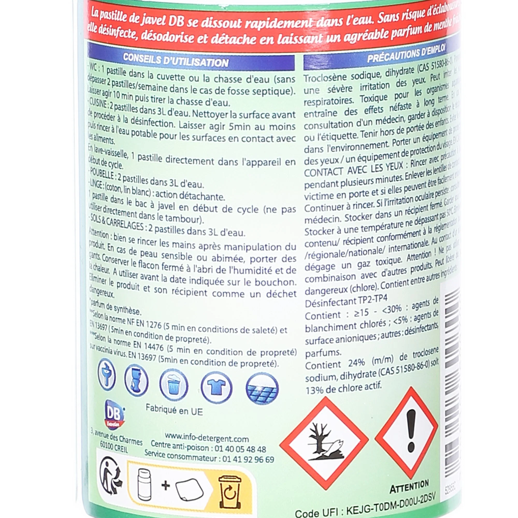 48 pastilles de javel senteur menthe - Image 3