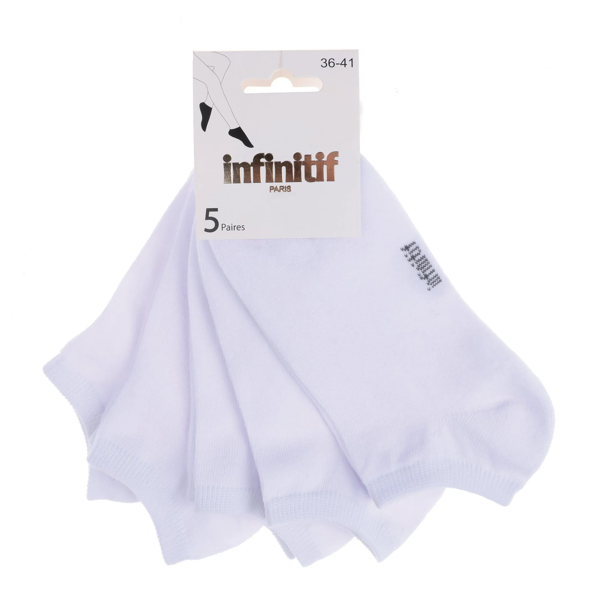 5 paires de chaussettes courtes blanches - Image 3