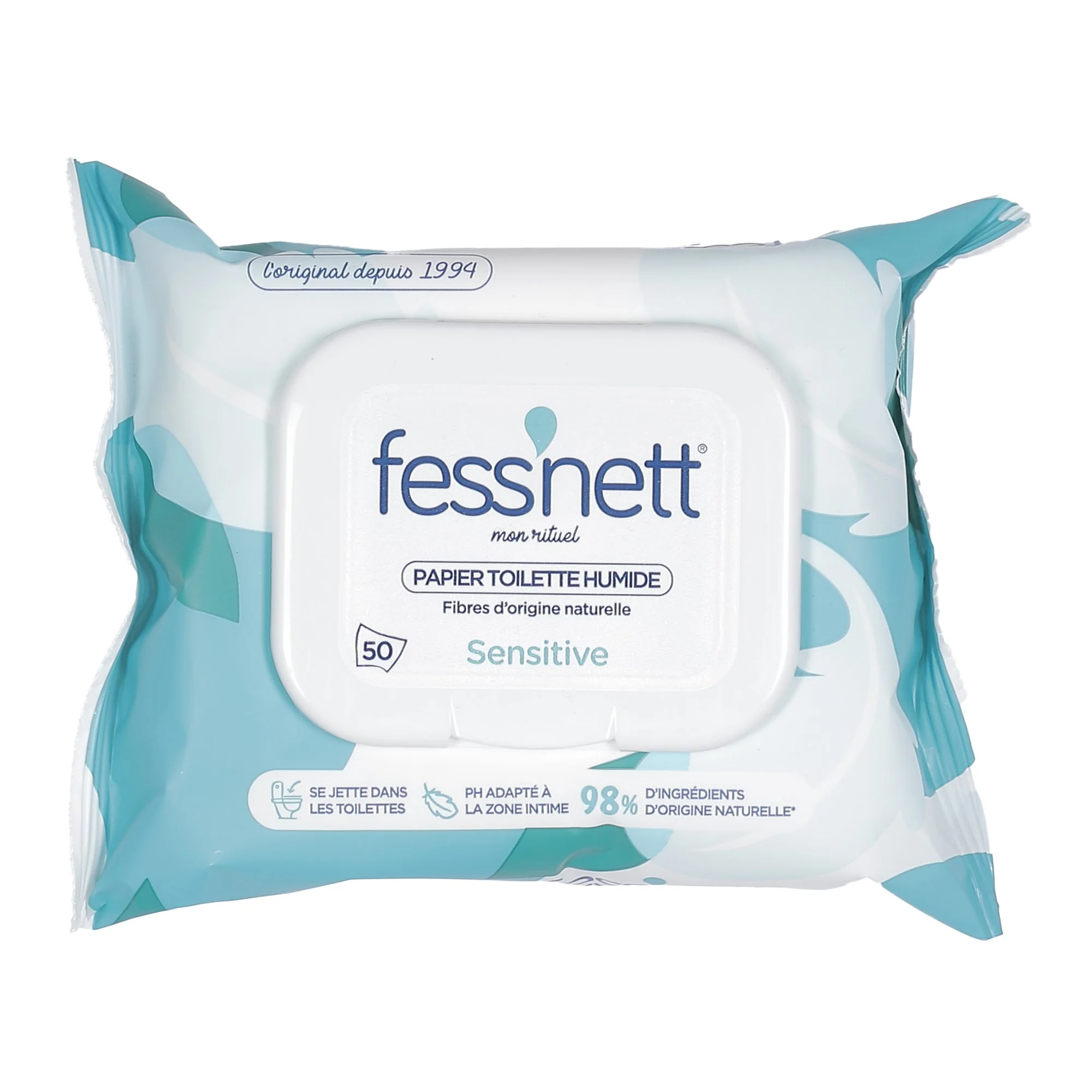 50 lingettes papier toilette humide sensitive