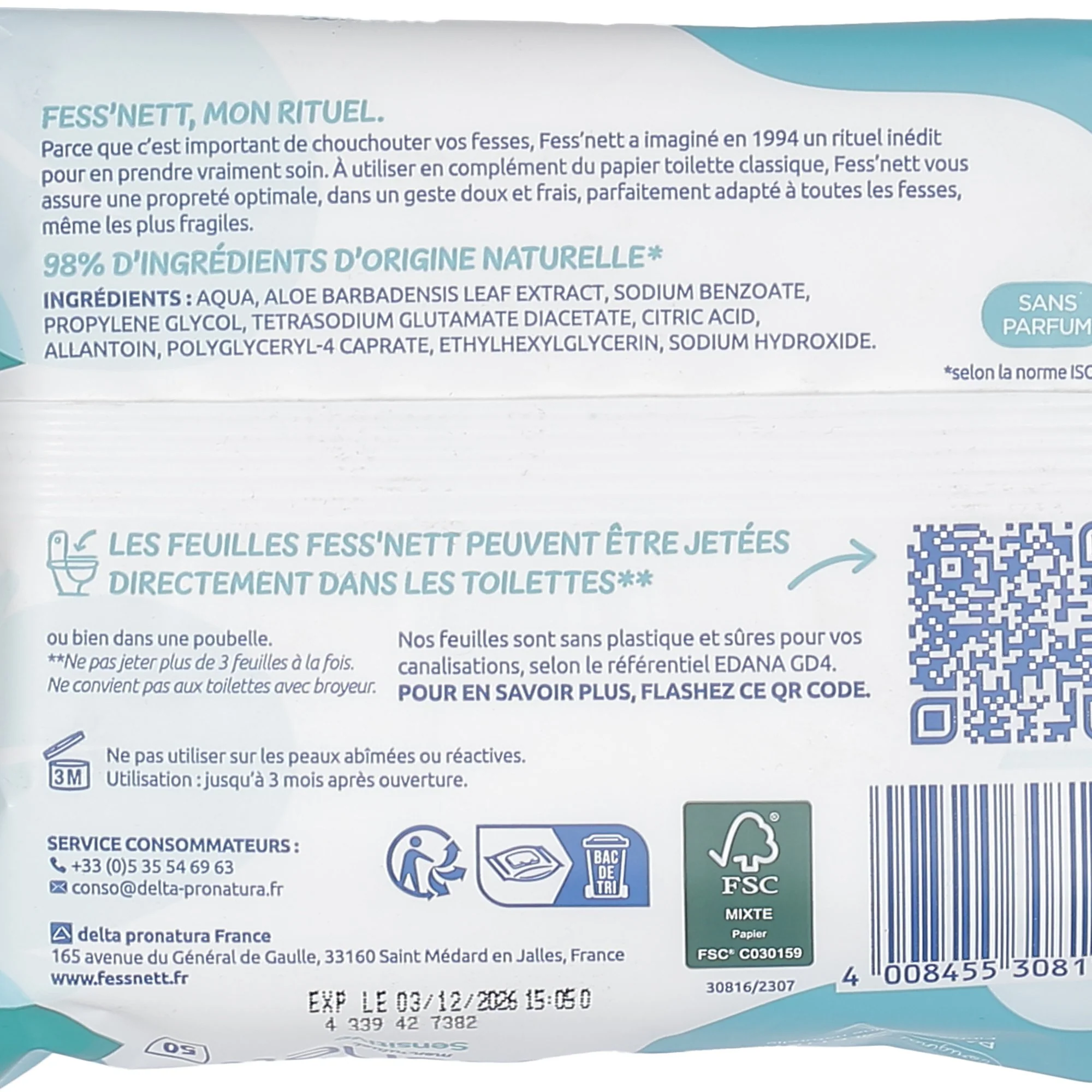 50 lingettes papier toilette humide sensitive - Image 3