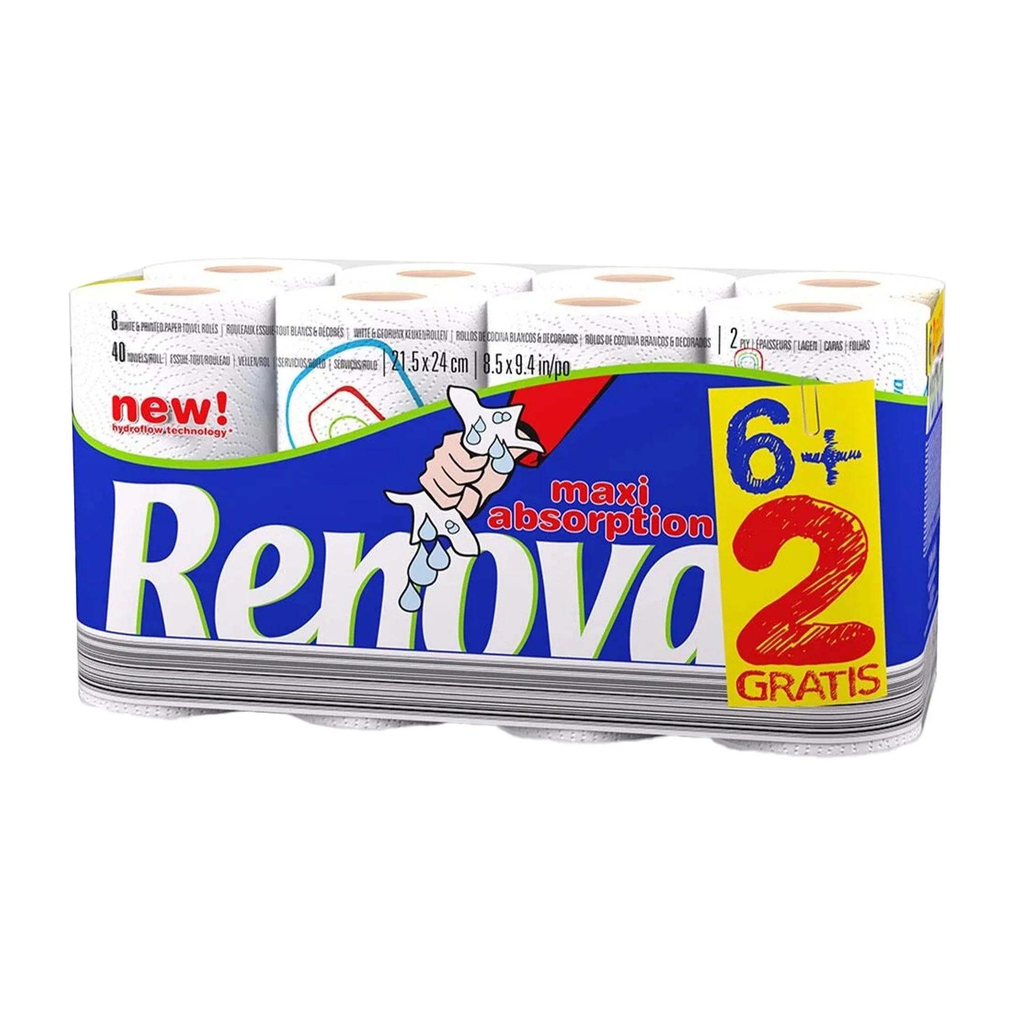 6+2 rouleaux d'essuie-tout