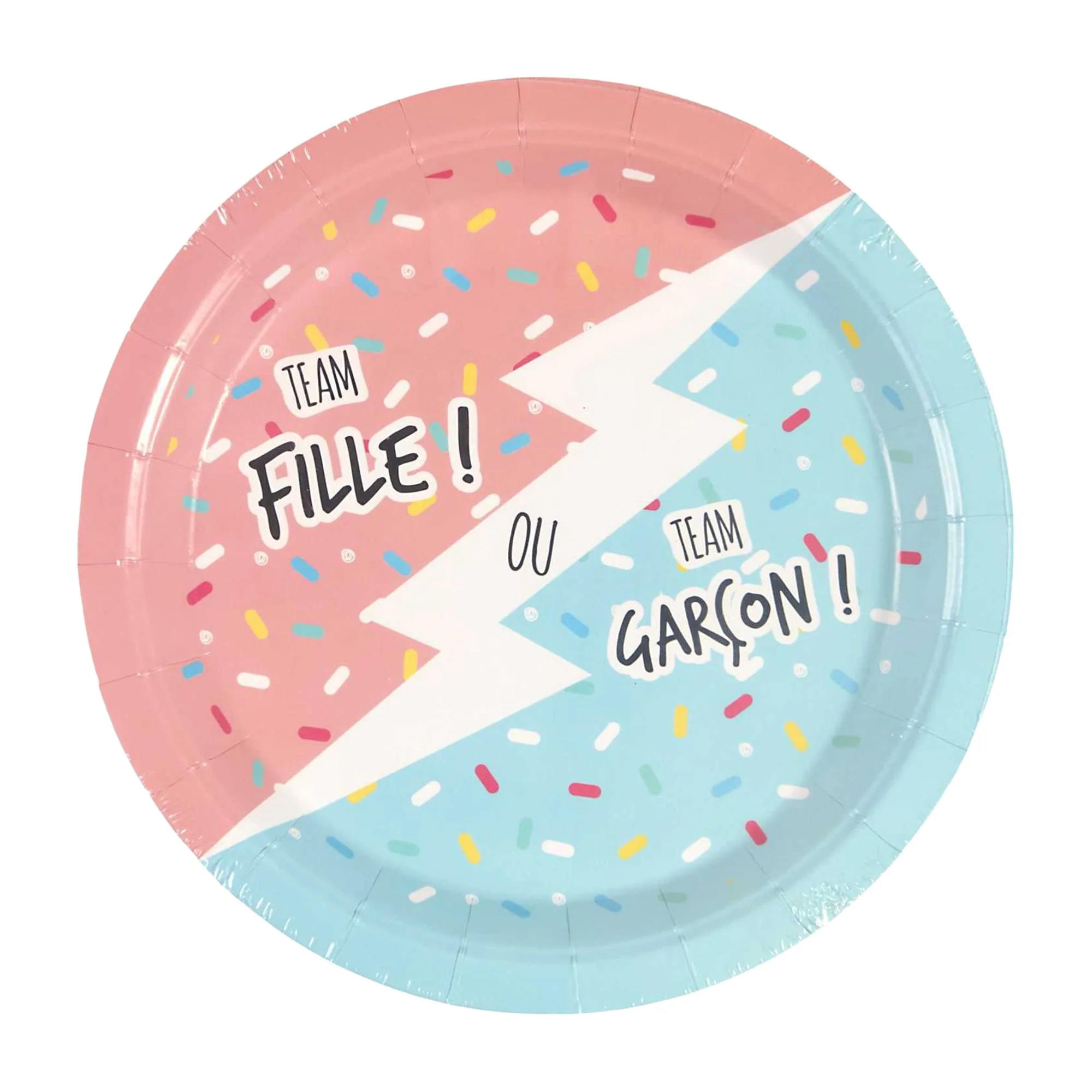 6 assiettes en carton team fille / team garçon