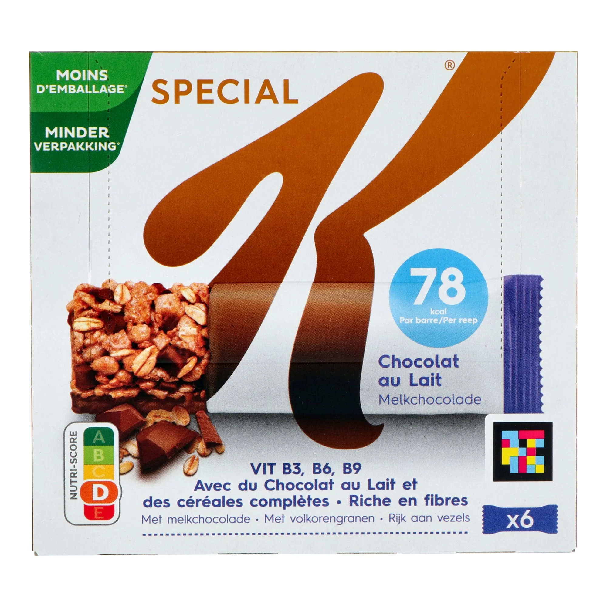 6 barres croustillantes spécial k chocolat au lait