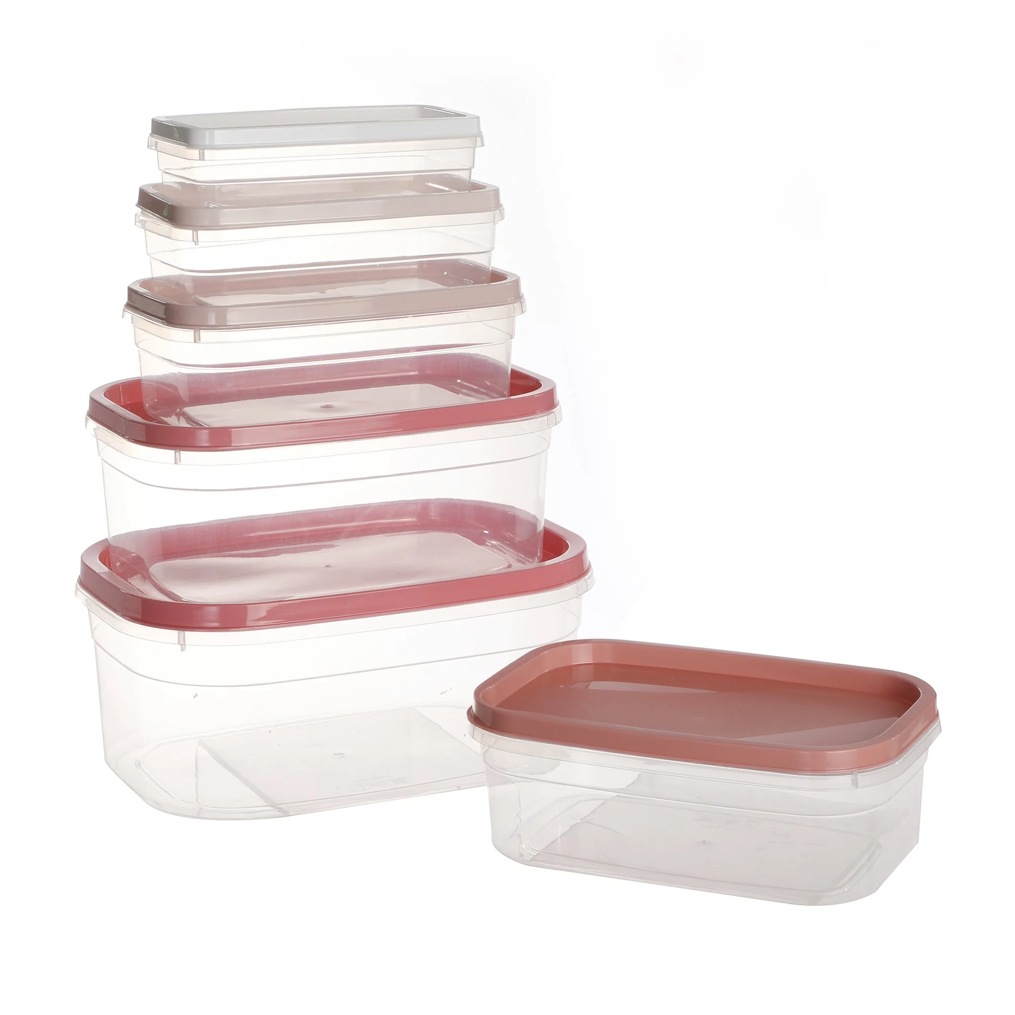 6 boîtes rectangles en plastique