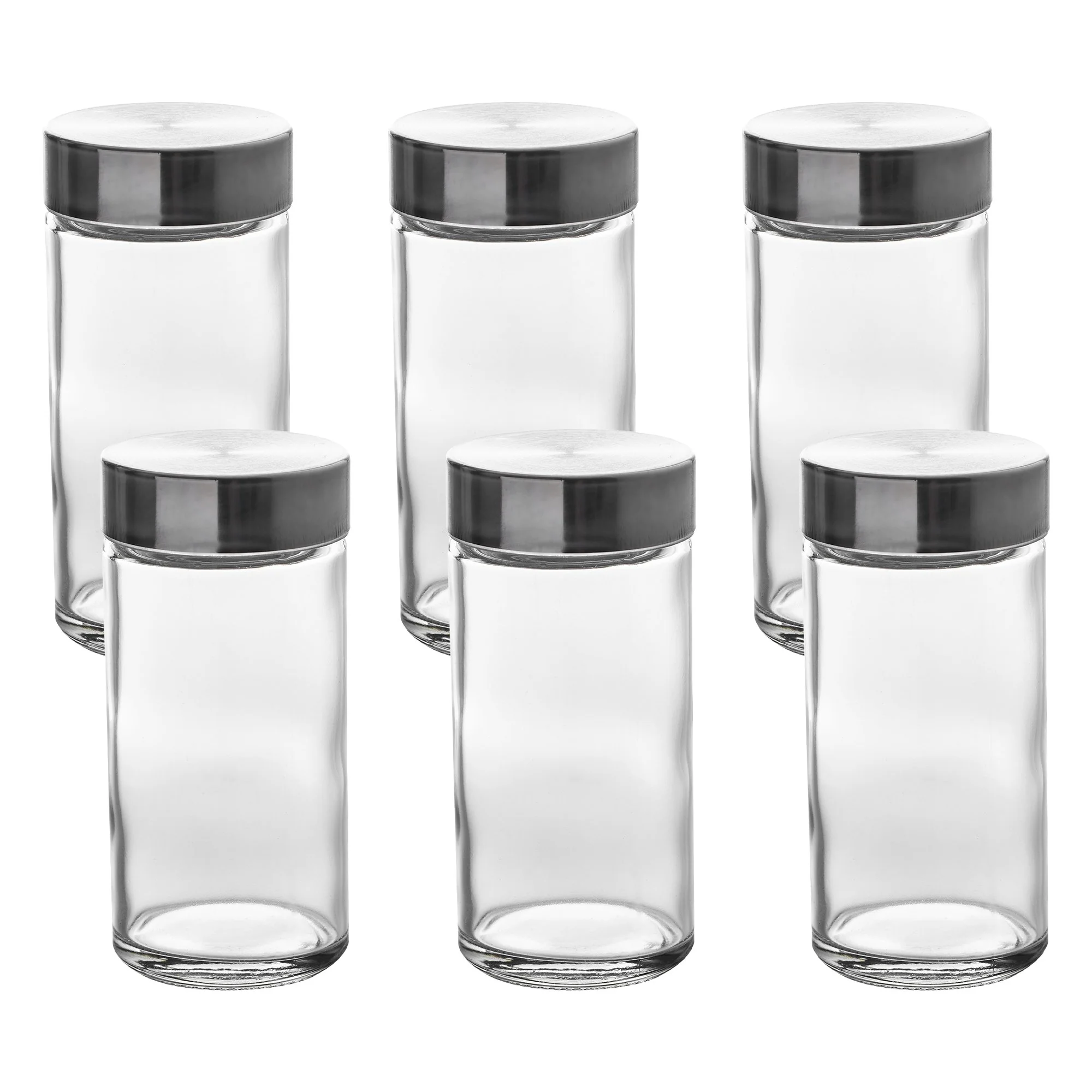 6 pots à épices en verre transparent - Image 2