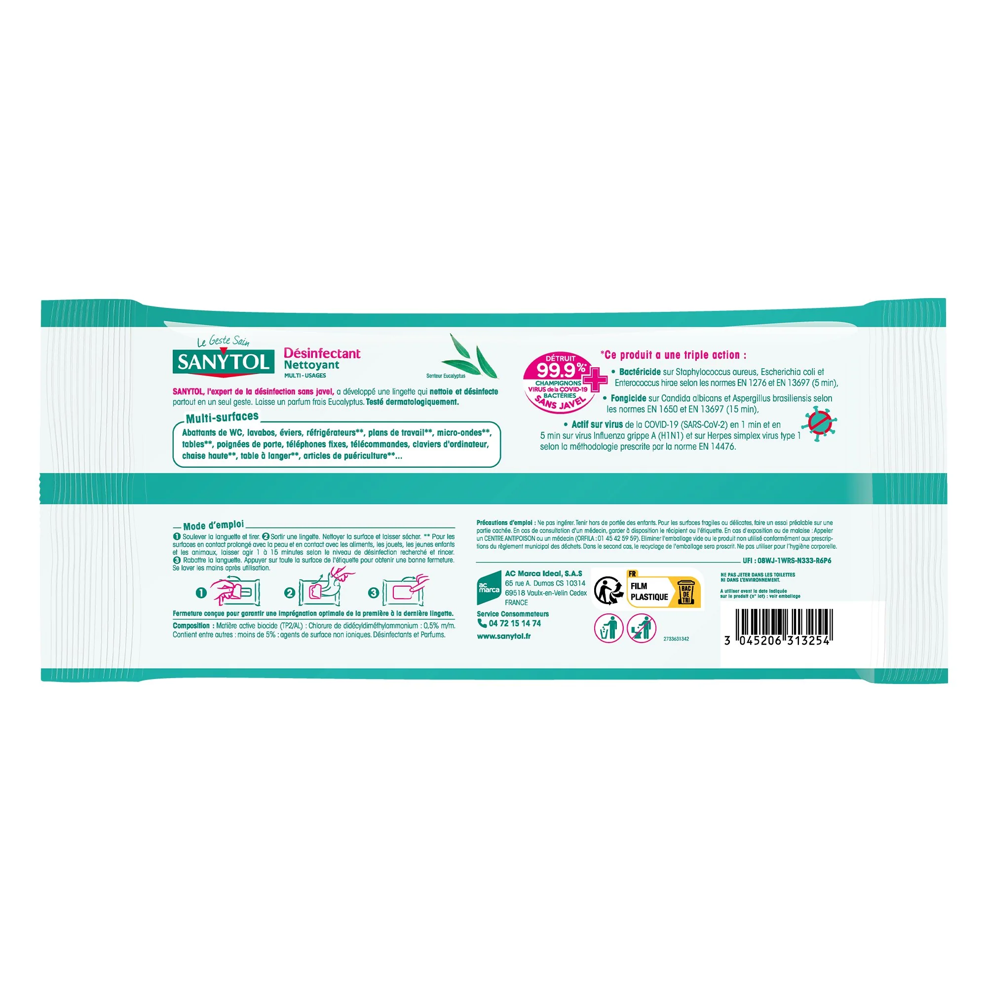 72 lingettes désinfectantes eucalyptus - Image 2