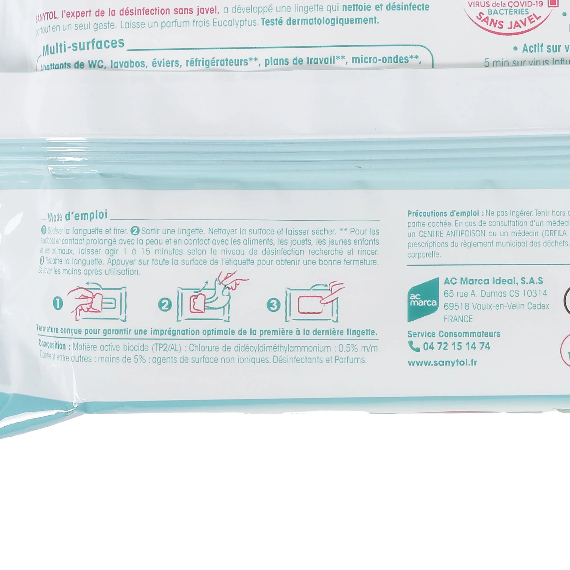 96 lingettes désinfectantes eucalyptus - Image 3