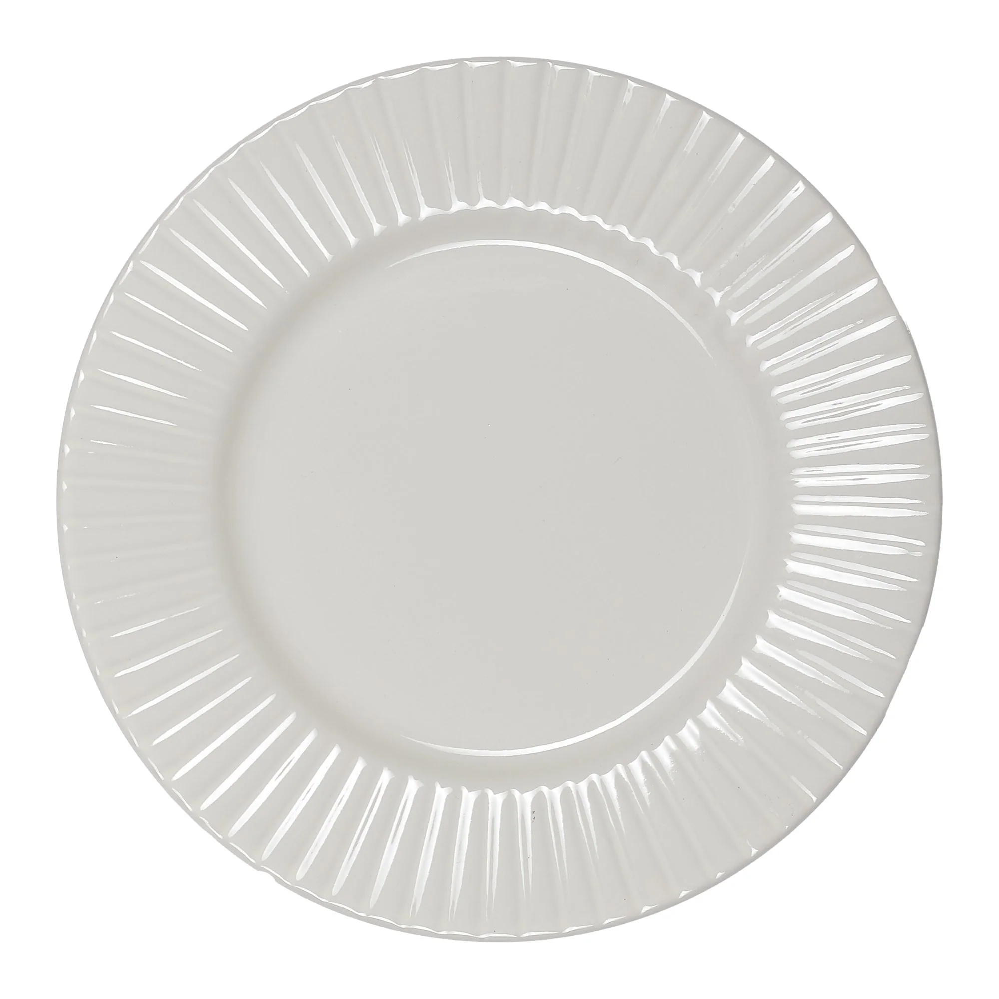 Assiette à dessert Zoan en céramique avec bordure striée  - Beige - Image 2