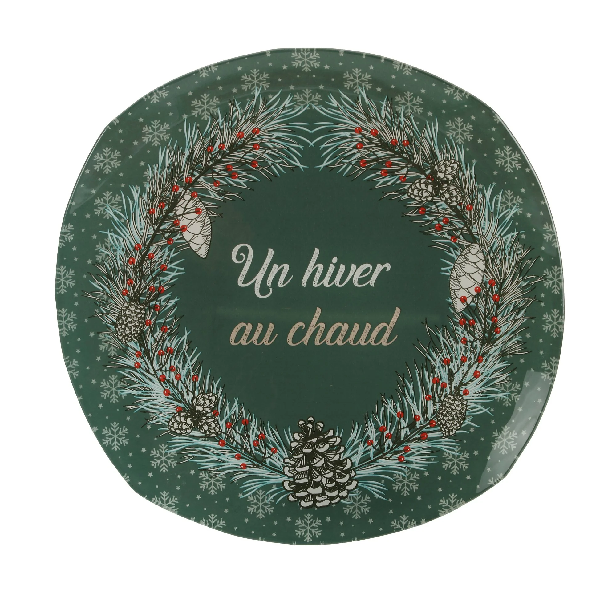 Assiette en verre Noël - Vert