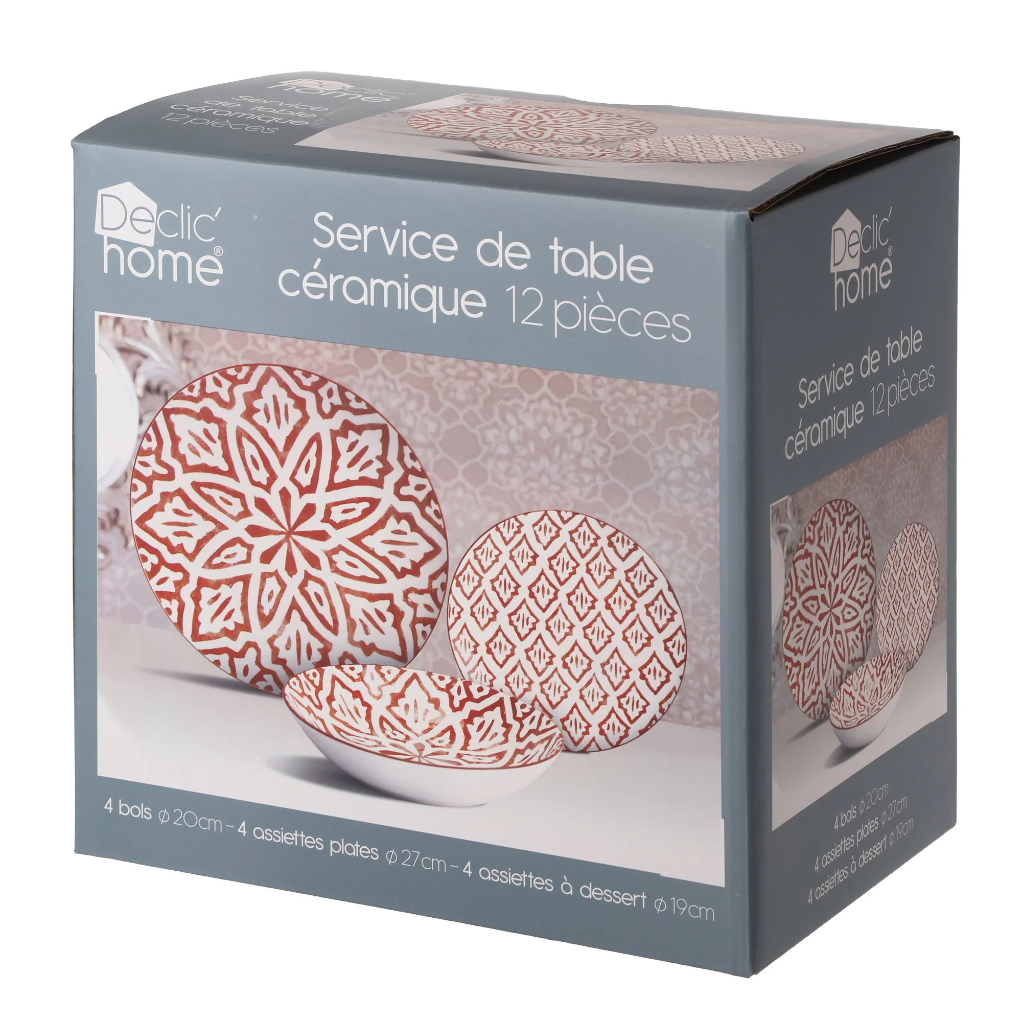 Assortiment de 12 pièces de service de table arabesque - Rouge - Image 2