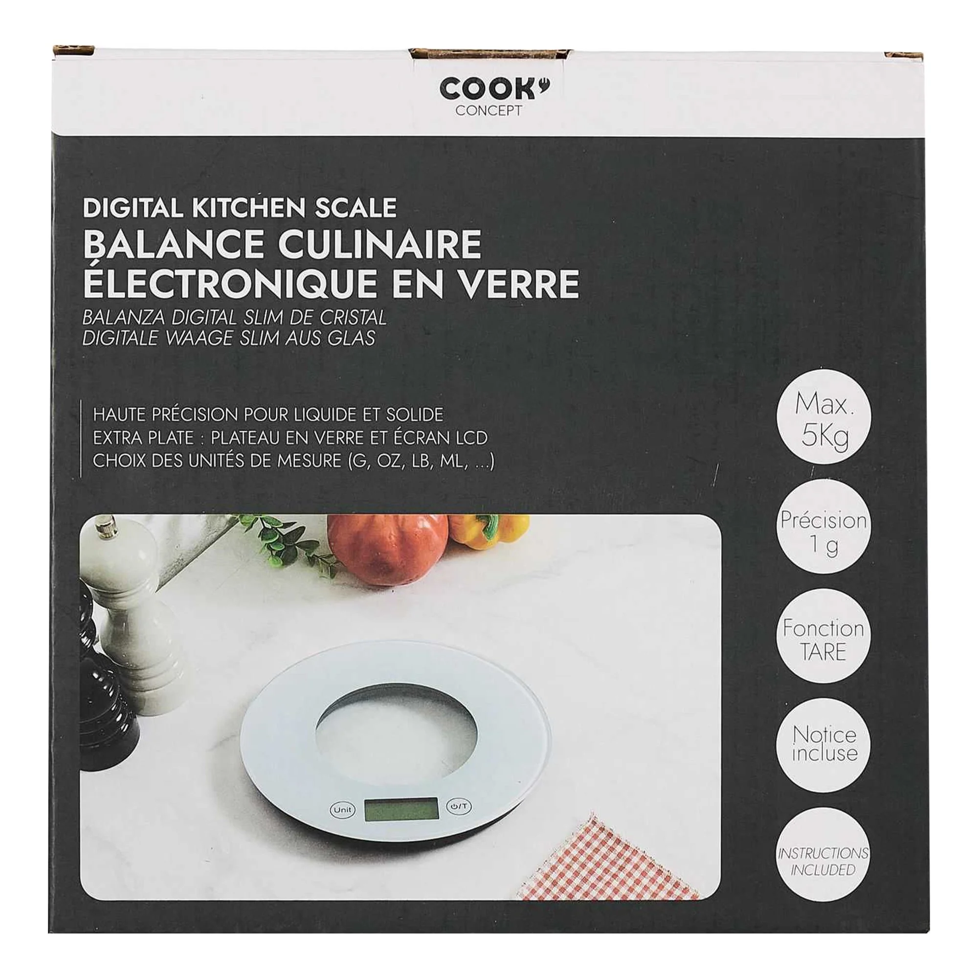 Balance culinaire verre colorée 20 cm