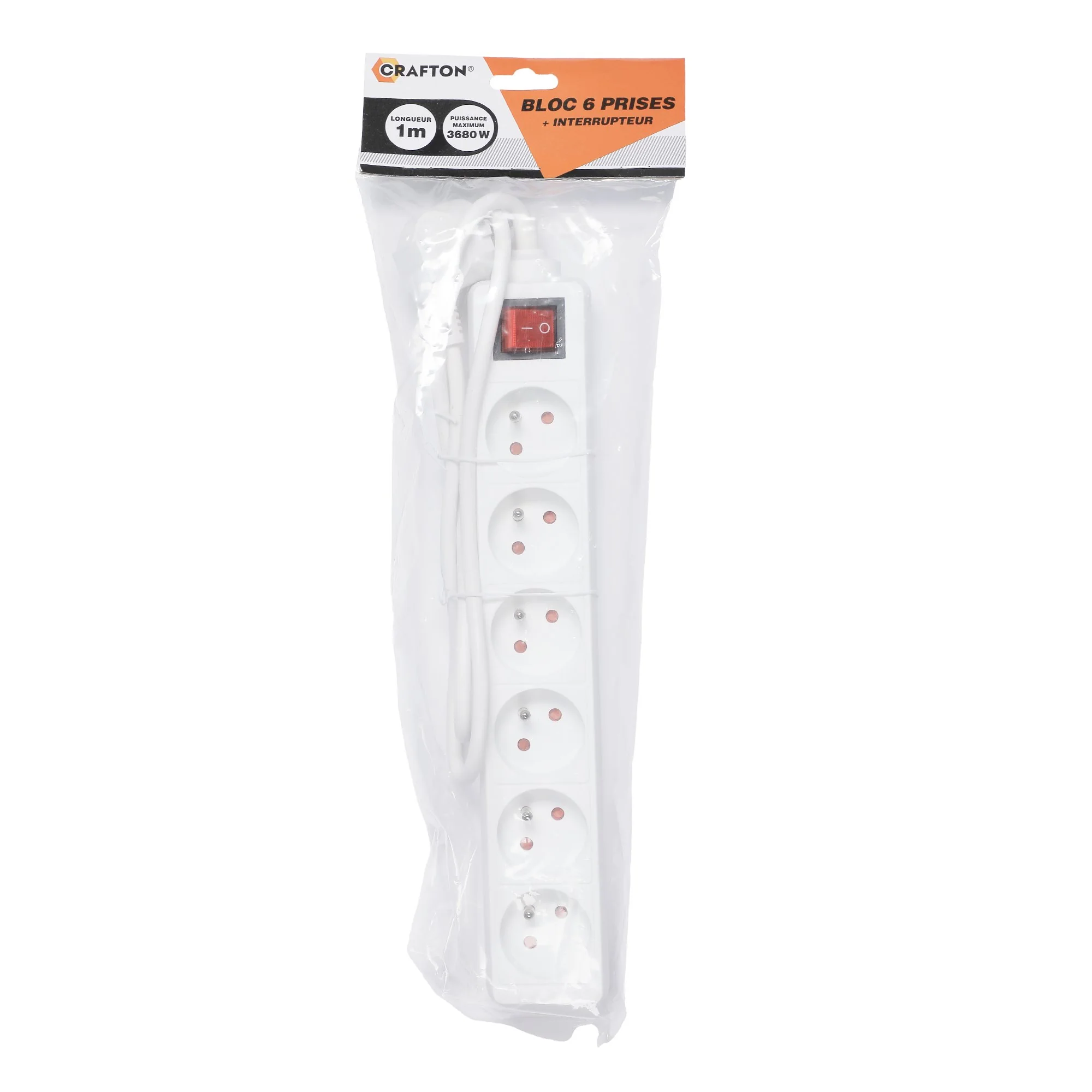 Bloc multiprises x6 + interrupteur 1m