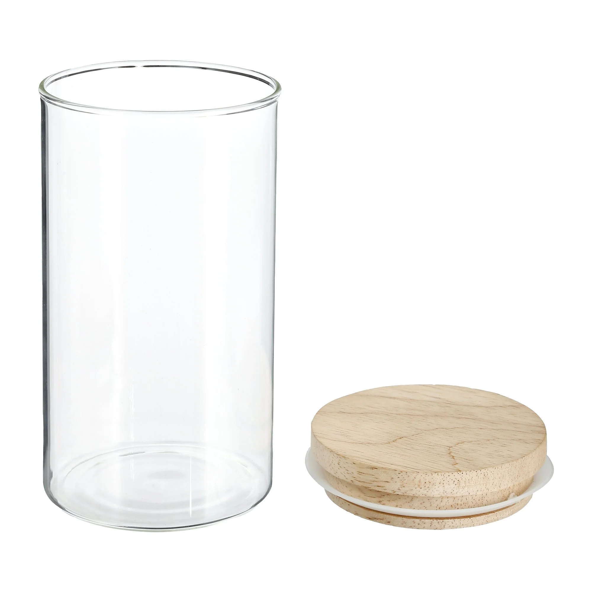 Bocal en verre avec couvercle en bois 1L - Image 2