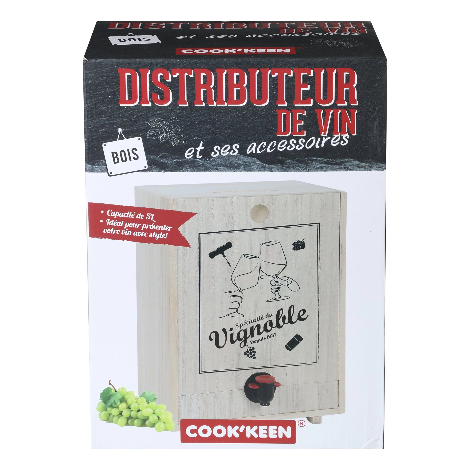 Boîte à vin en bois + poche de 5L