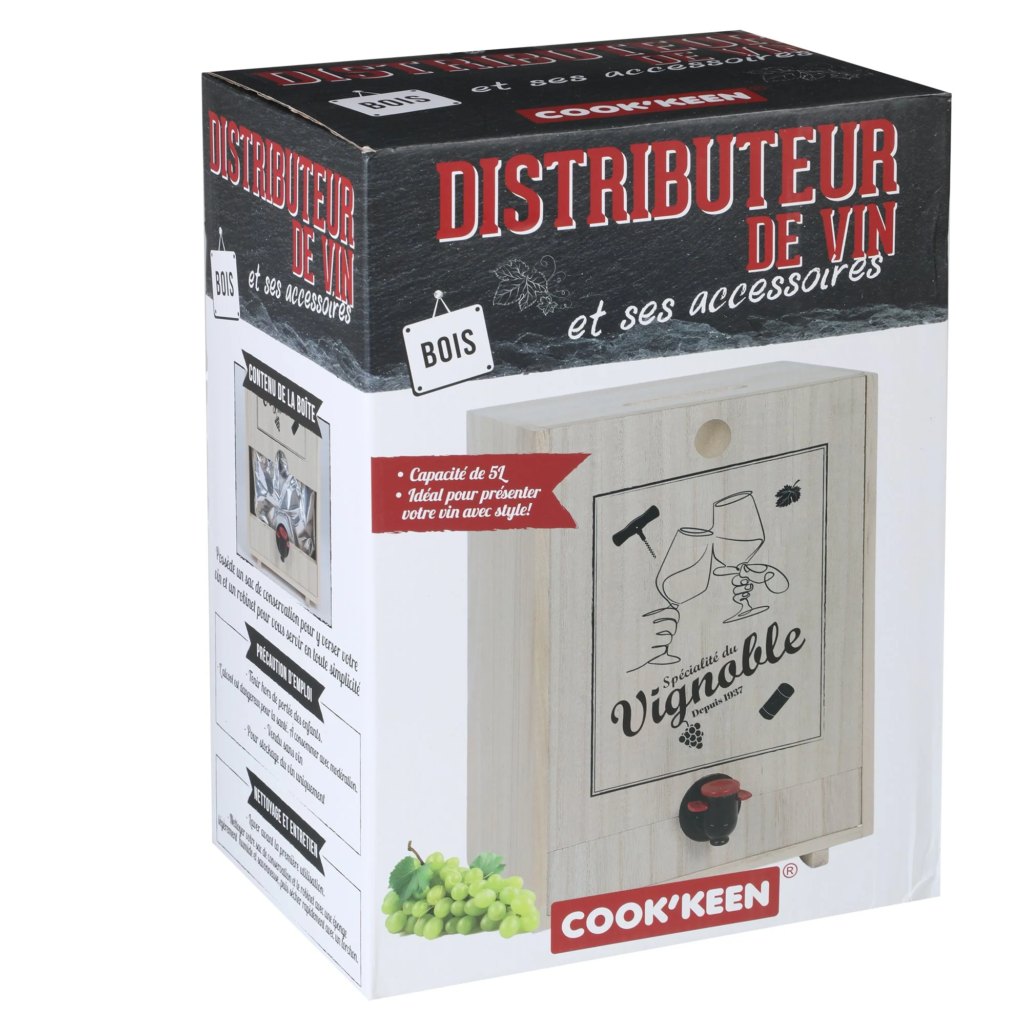 Boîte à vin en bois + poche de 5L - Image 2