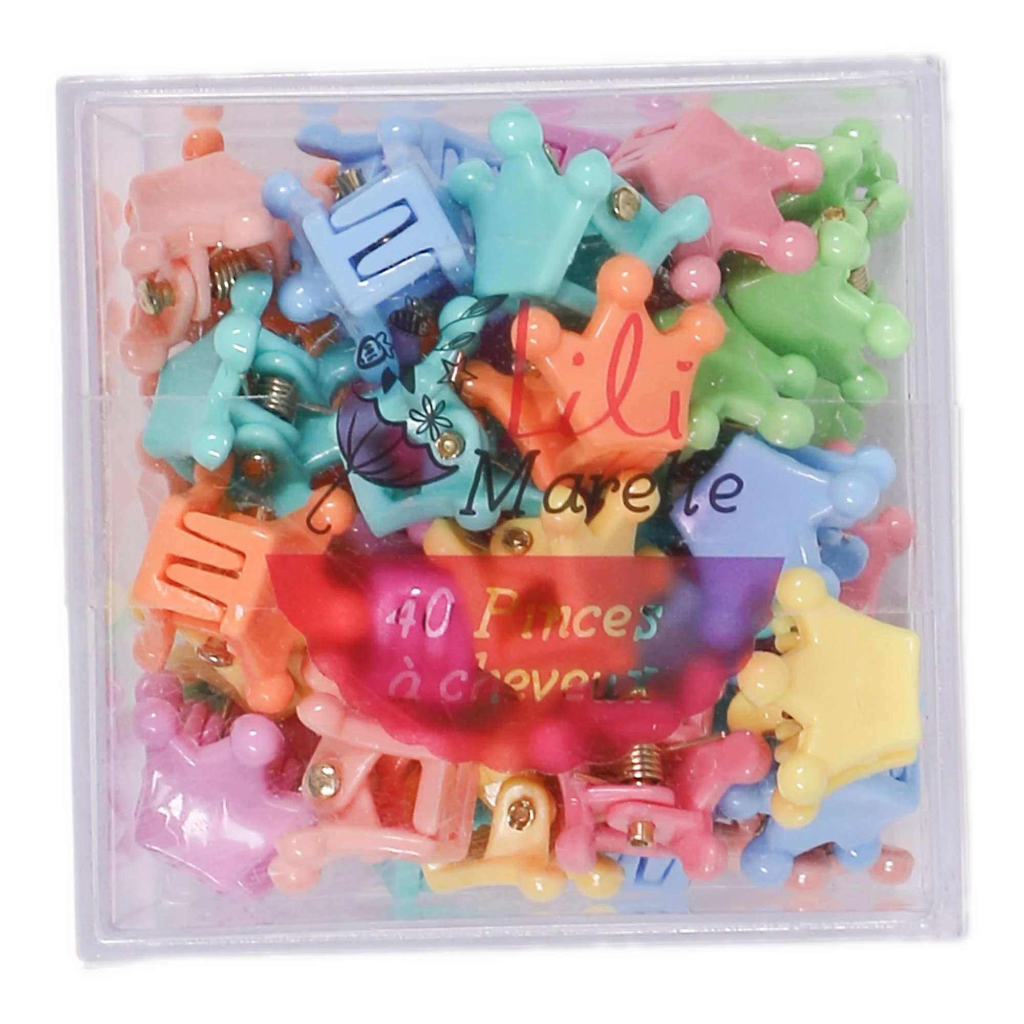 Boîte de 40 petites pinces fantaisie