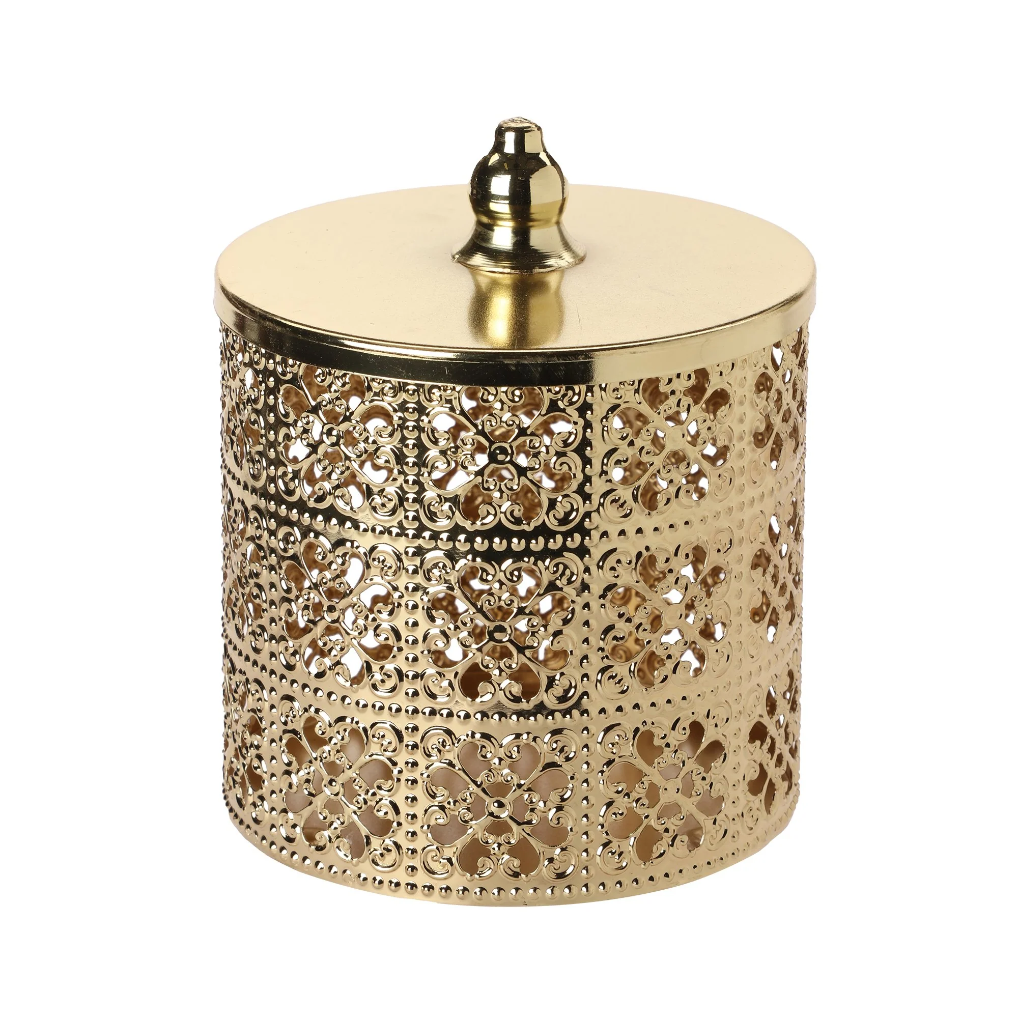 Boîte de décoration dorée avec couvercle 13.5CM