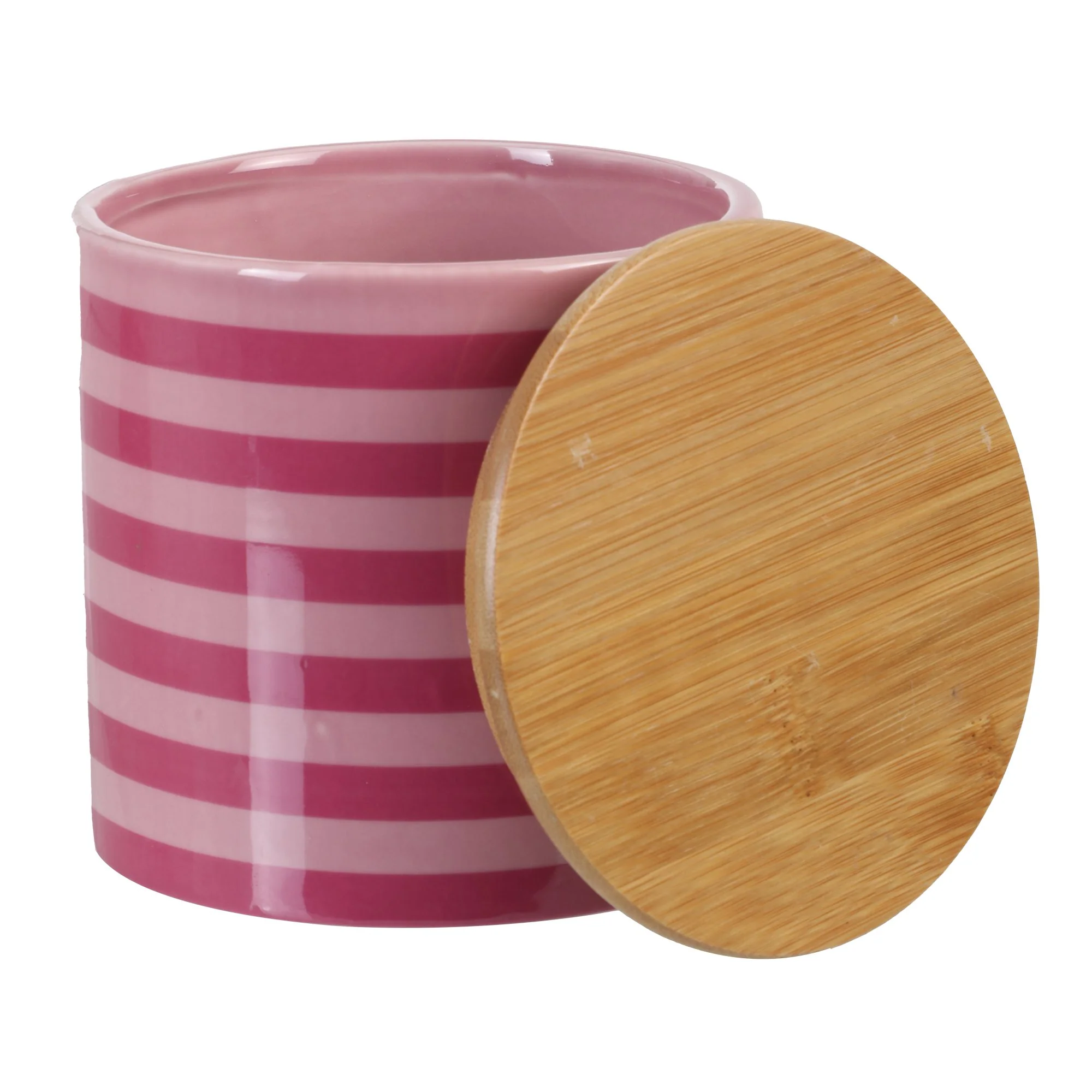 Boite décorative couvercle en bambou - Rose - Image 2