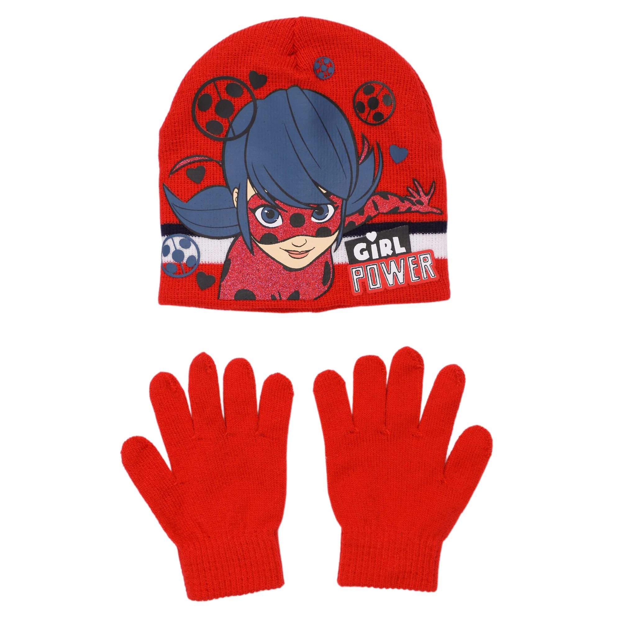 Bonnet + gants rouges ou bleus