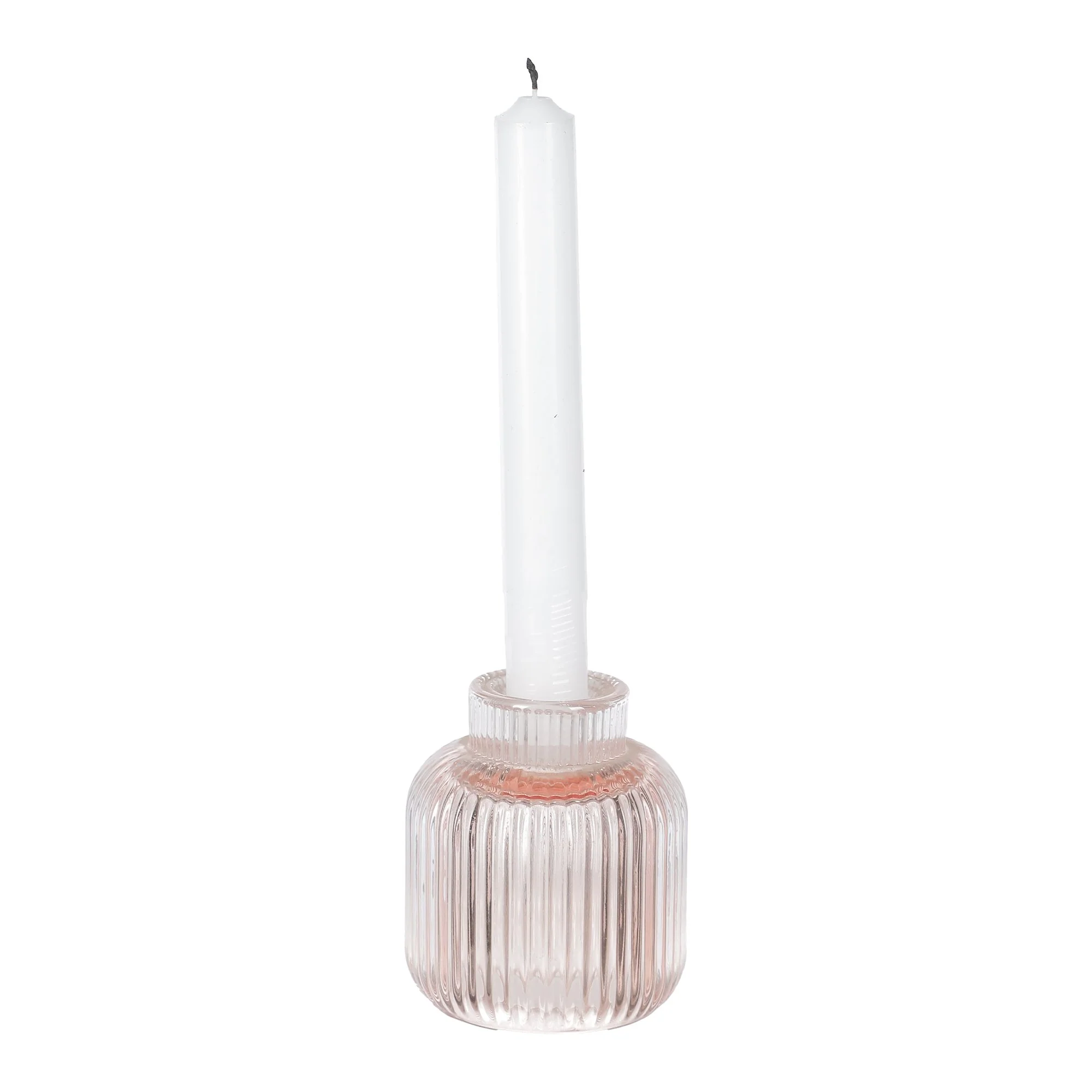 Bougeoir en verre  - Rose - Image 2